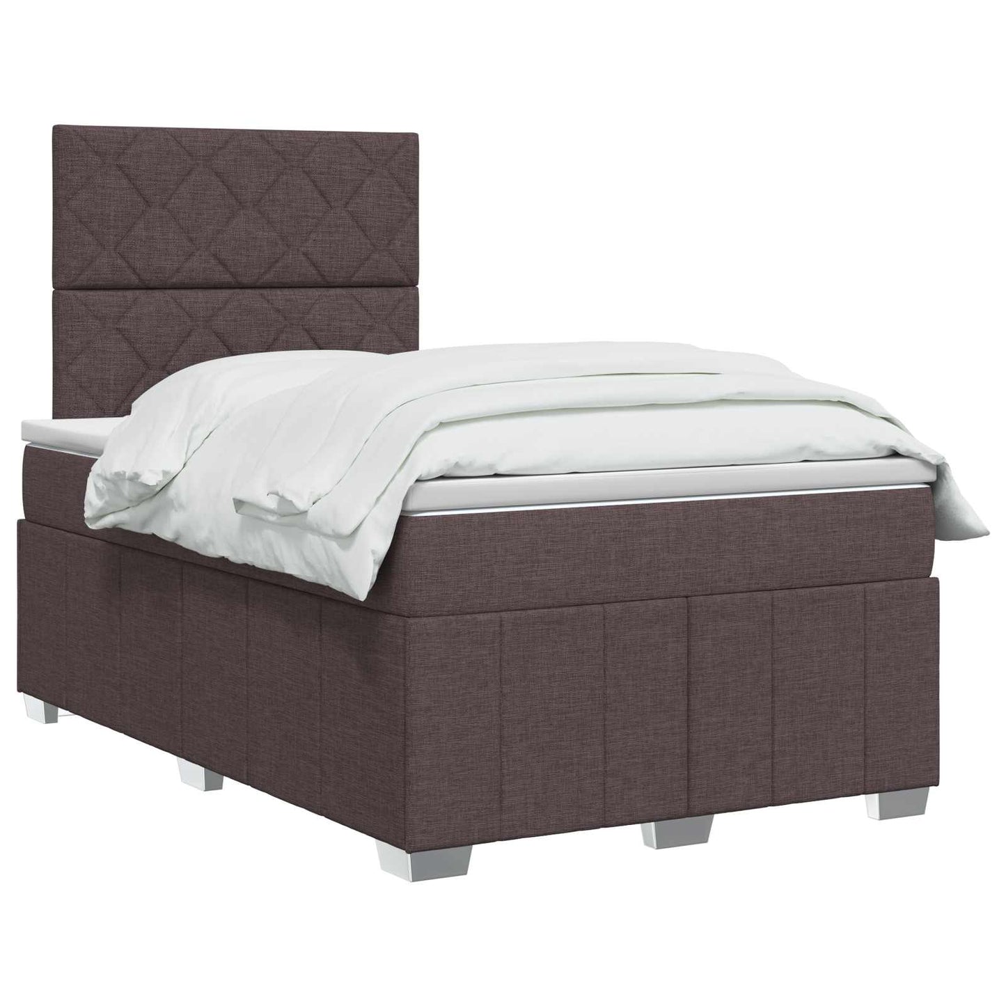 LED Boxspring Ágy Mattal Sötét Barna 120 x 190 cm Szövet