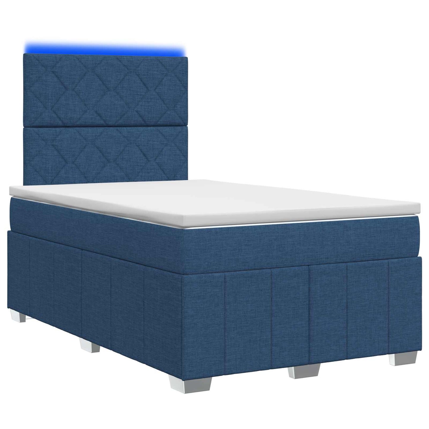 LED Boxspring Ágy Mattal fejtámlával Kék 120 x 190 cm Szövet