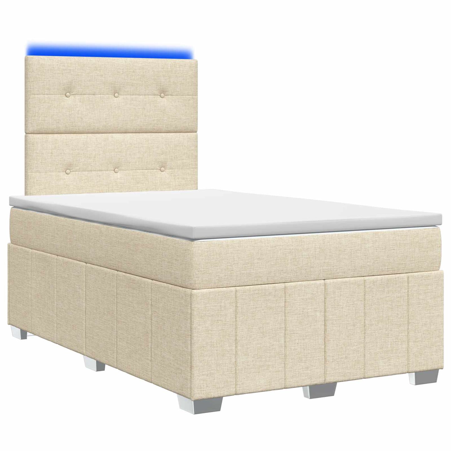 LED Boxspring Ágy Mattal Krémszínű 120 x 200 cm Szövet