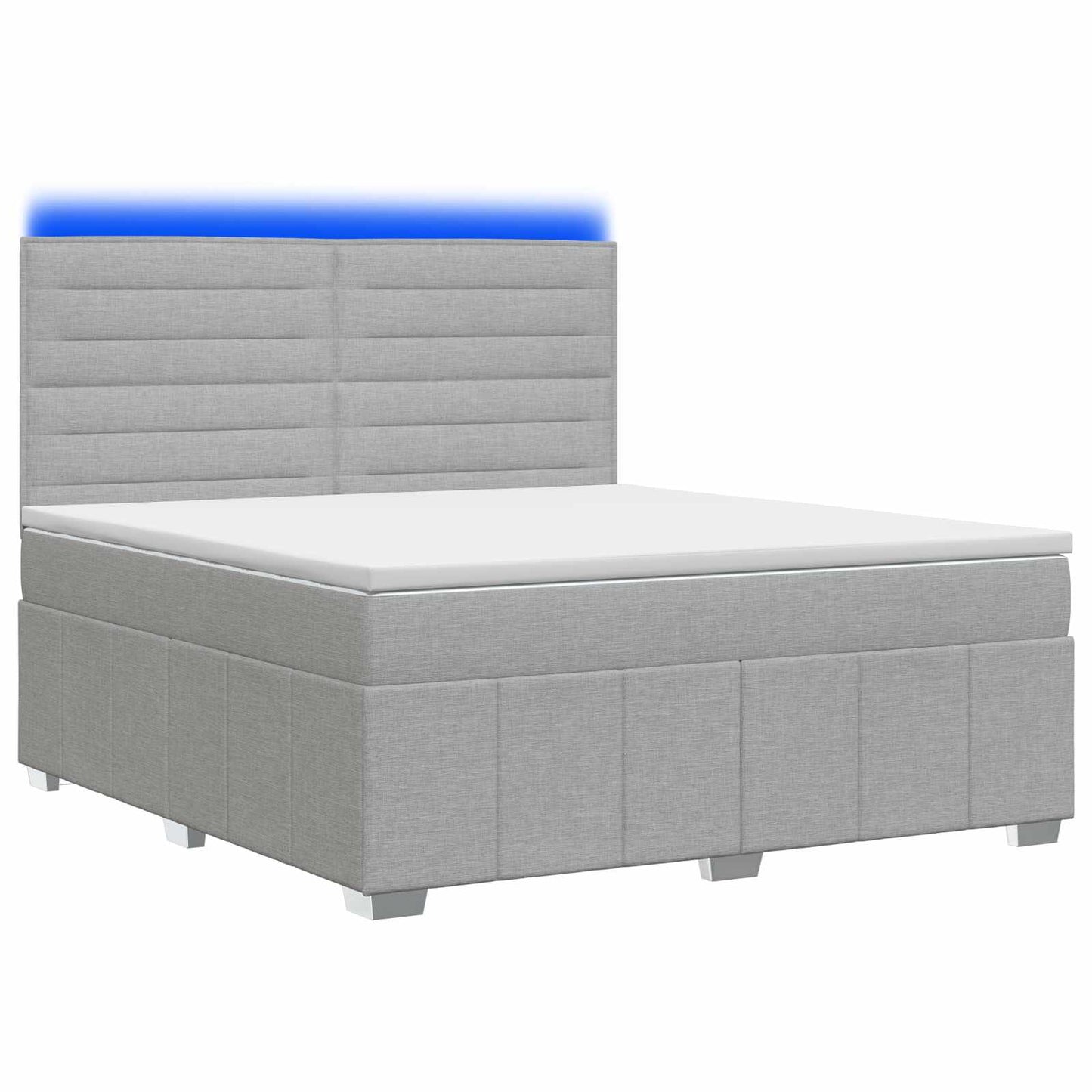 LED Boxspring Ágy Mattal Világosszürke 140 x 190 cm Szövet