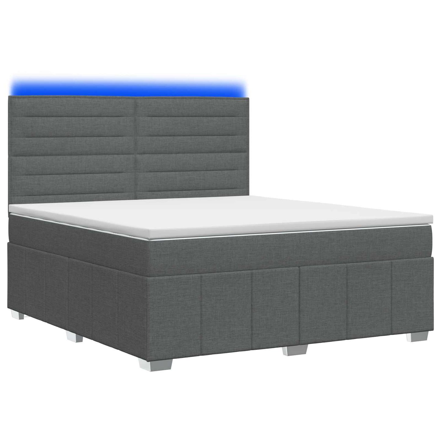 LED Boxspring Ágy Mattal Sötétszürke 140 x 190 cm Szövet