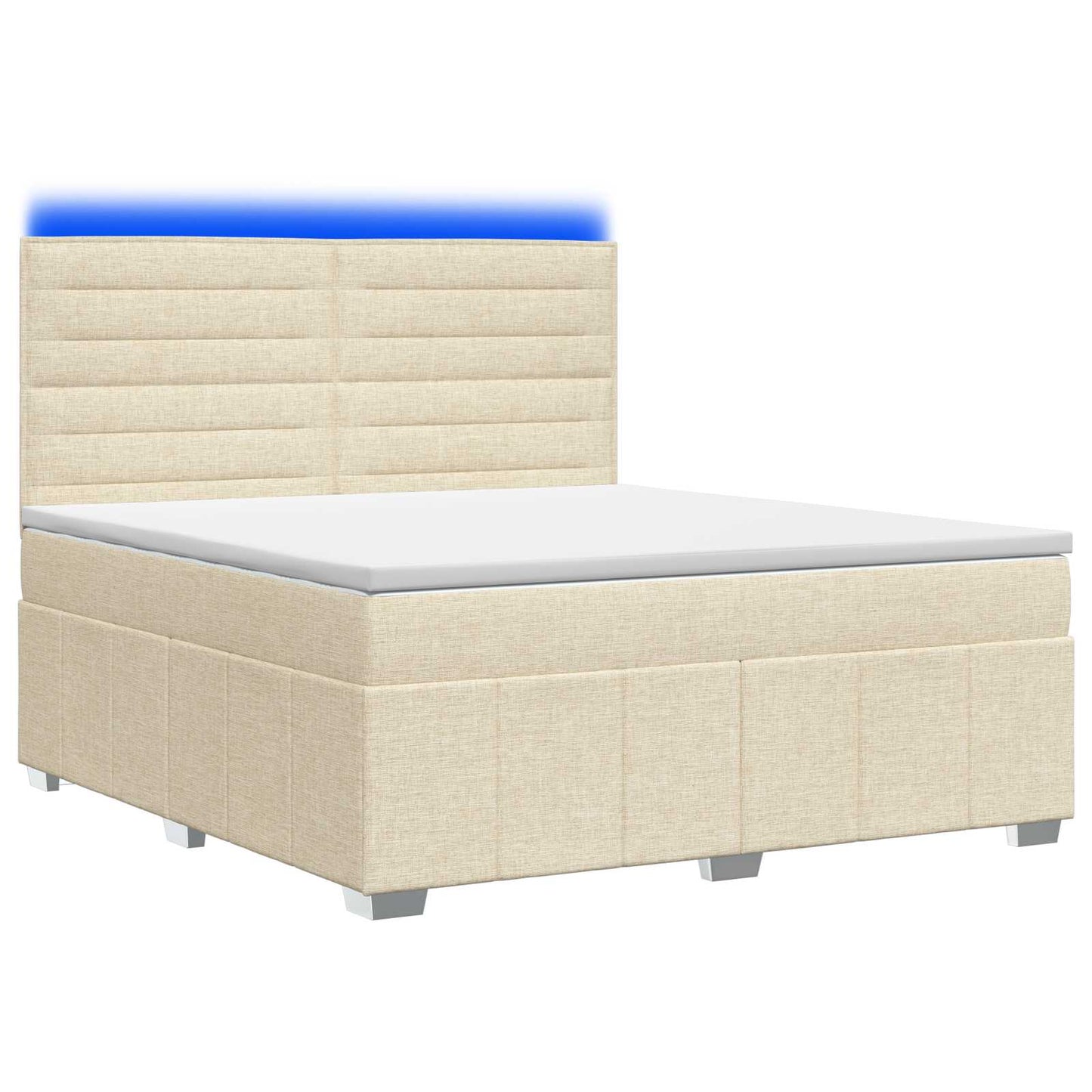 LED Boxspring Ágy Mattal Krémszínű 140 x 190 cm Szövet