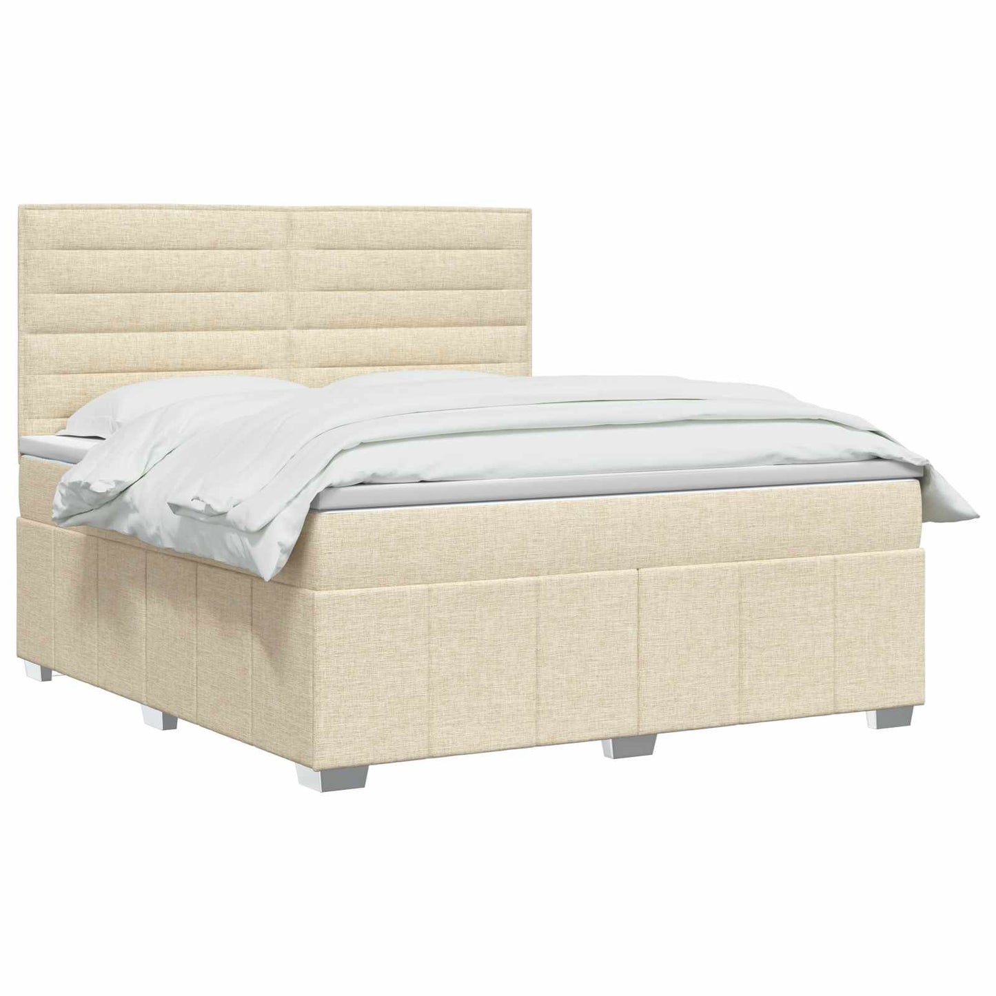 LED Boxspring Ágy Mattal Krémszínű 140 x 190 cm Szövet