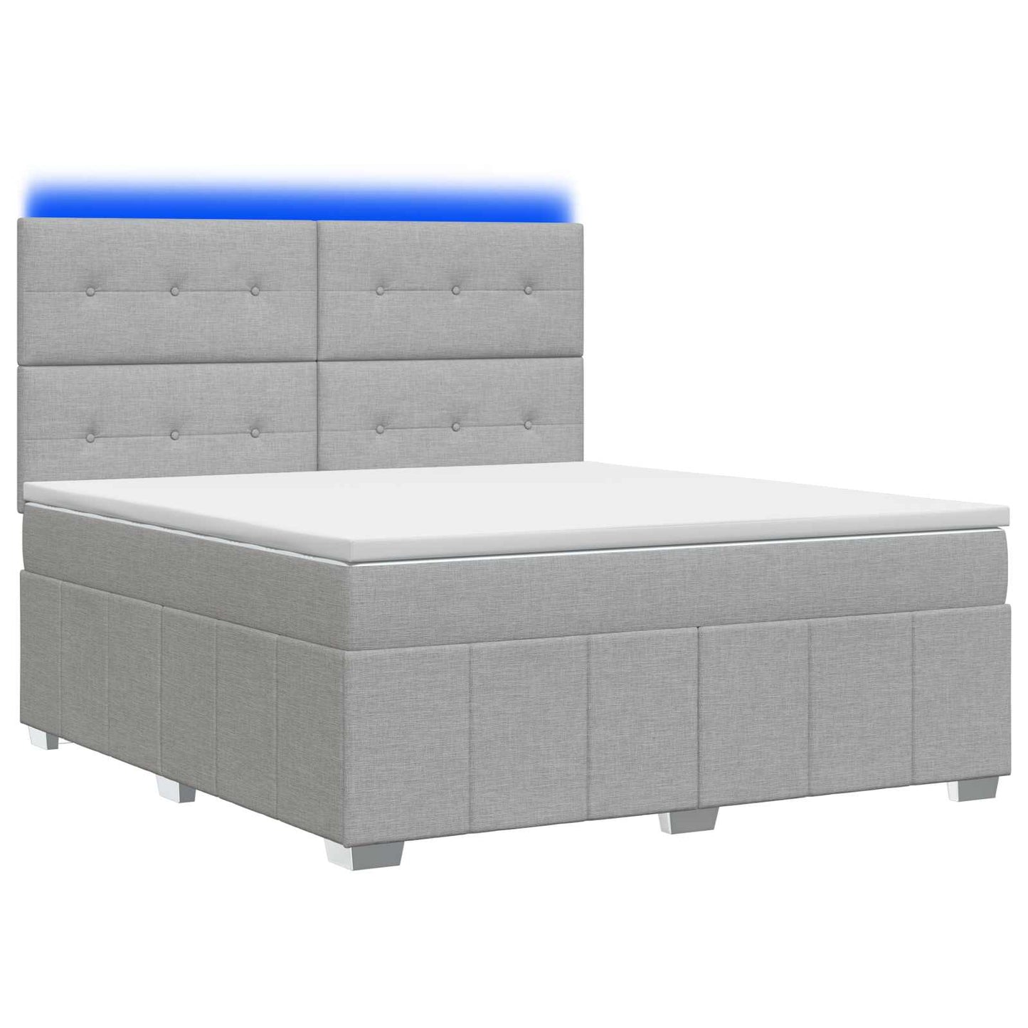 LED Boxspring Ágy Mattal Világosszürke 140 x 190 cm Szövet