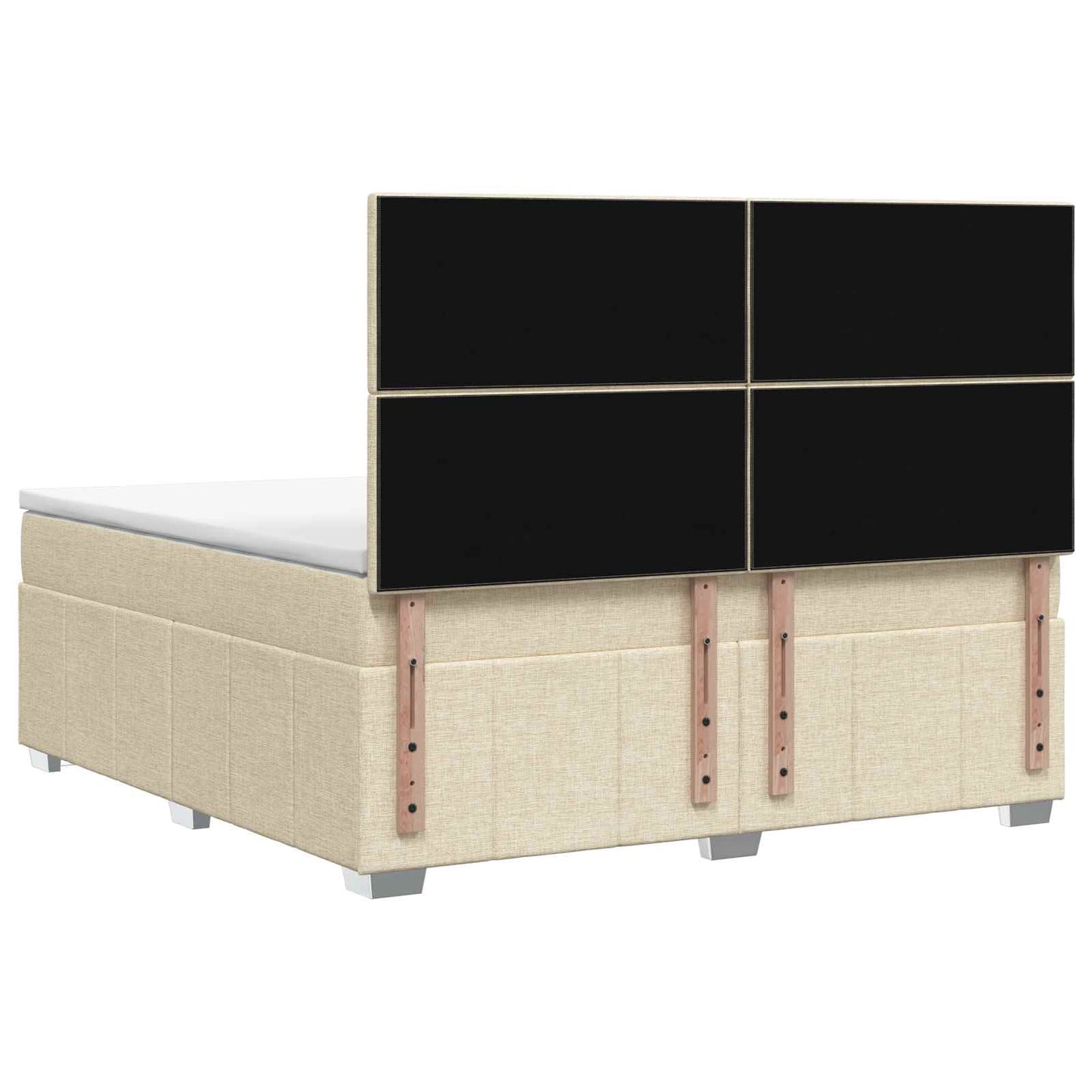 LED Boxspring Ágy Mattal Krémszínű 140 x 190 cm Szövet