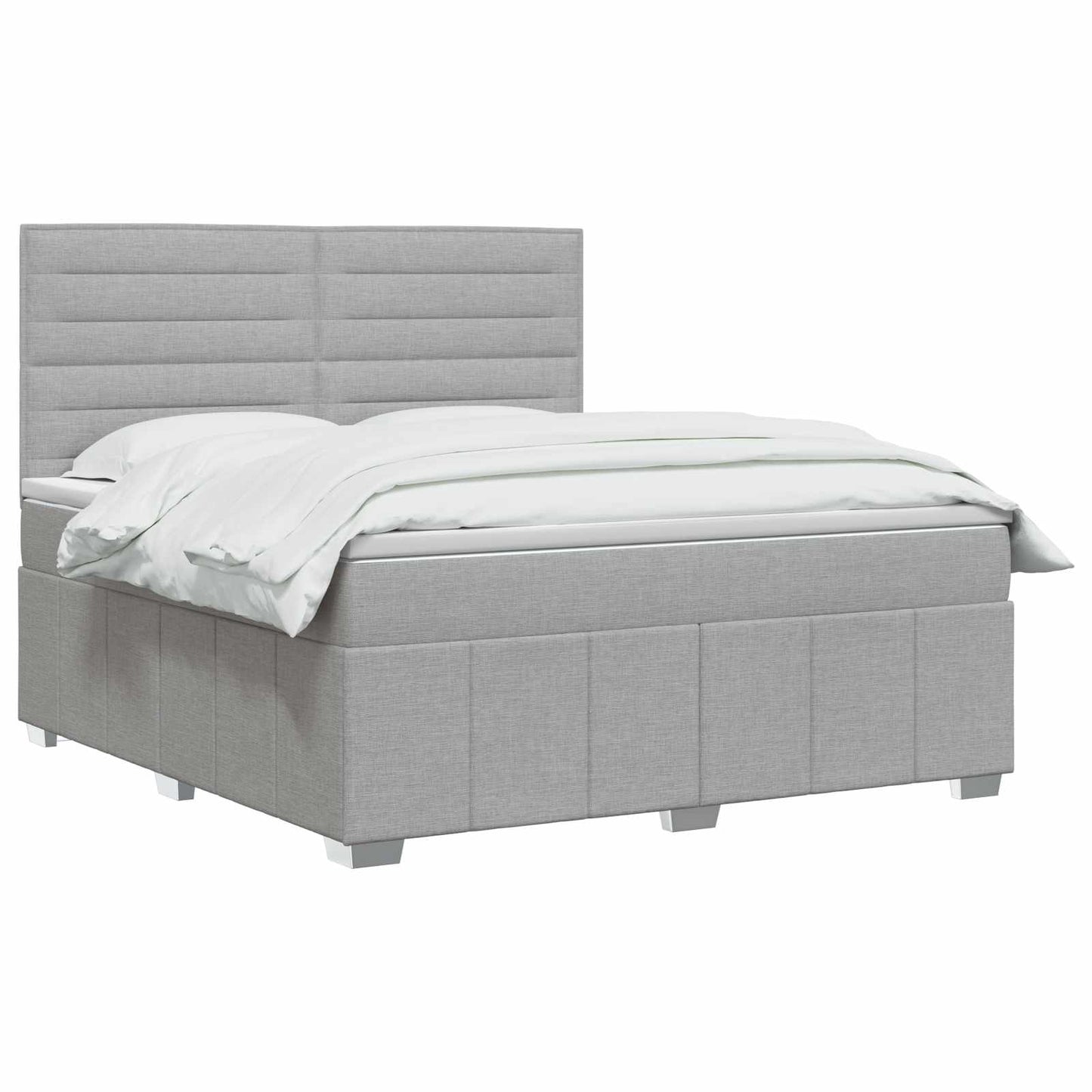LED Boxspring Ágy Mattal Világosszürke 140 x 200 cm Szövet