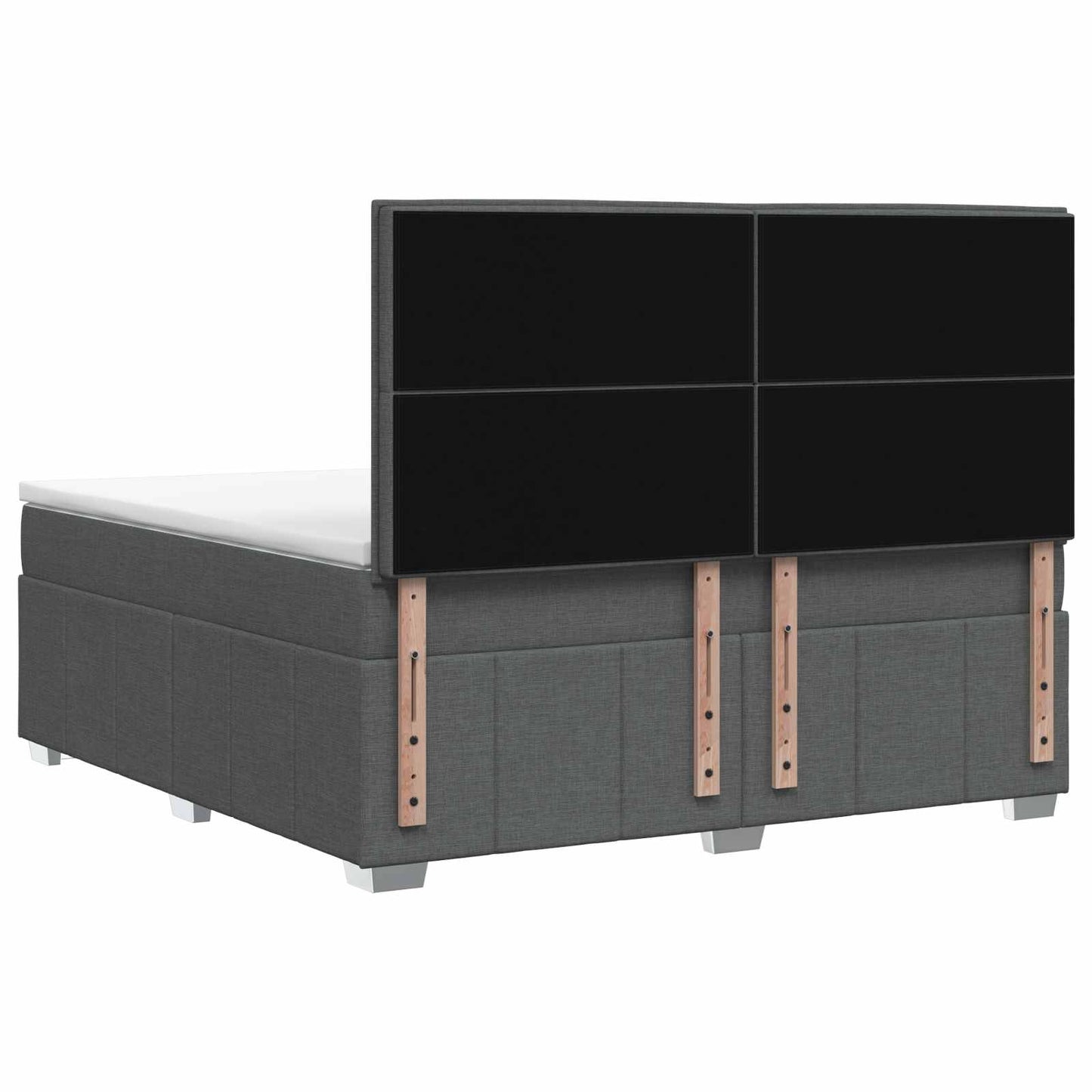 LED Boxspring Ágy Mattal Sötétszürke 140 x 200 cm Szövet