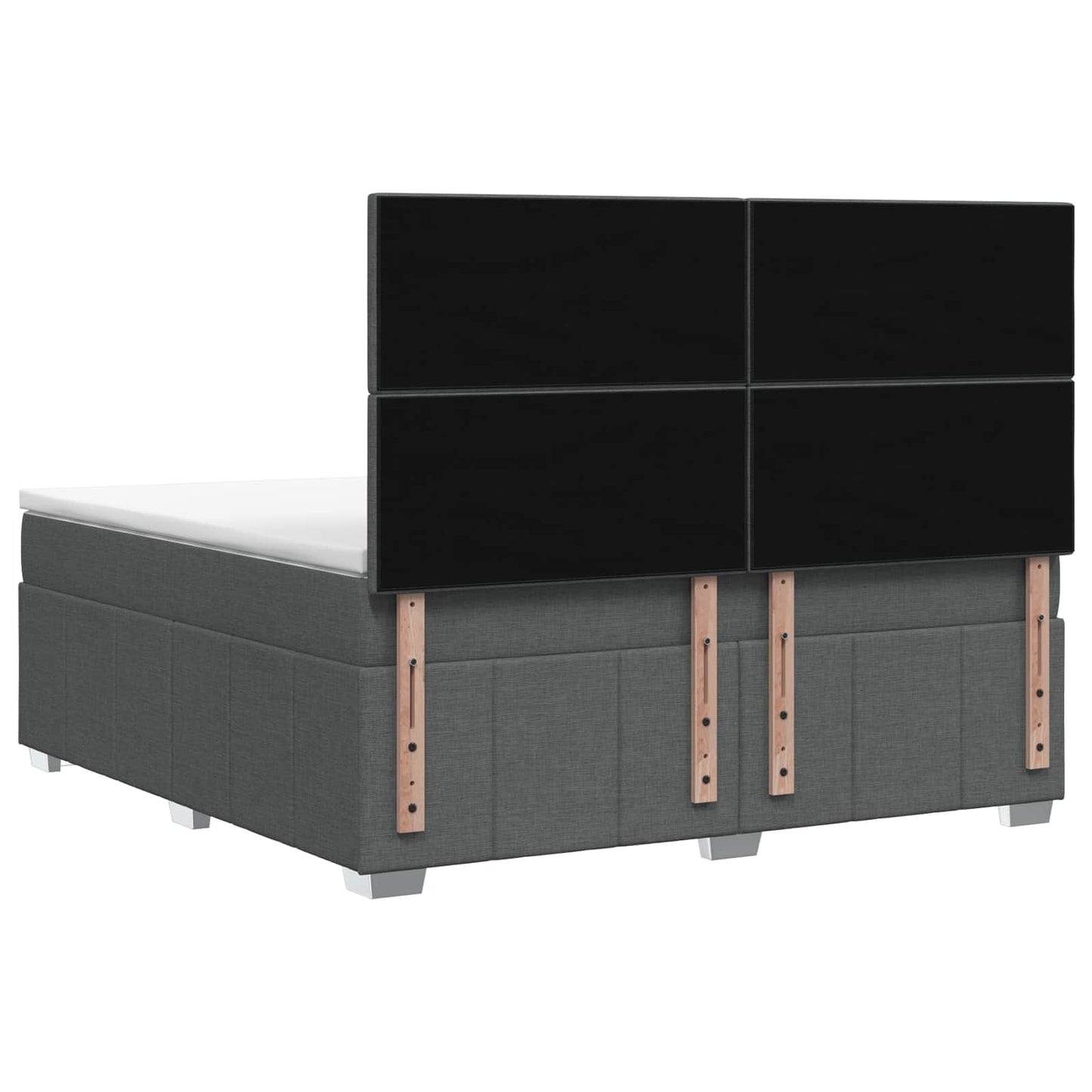 LED Boxspring Ágy Mattal Sötétszürke 140 x 200 cm Szövet