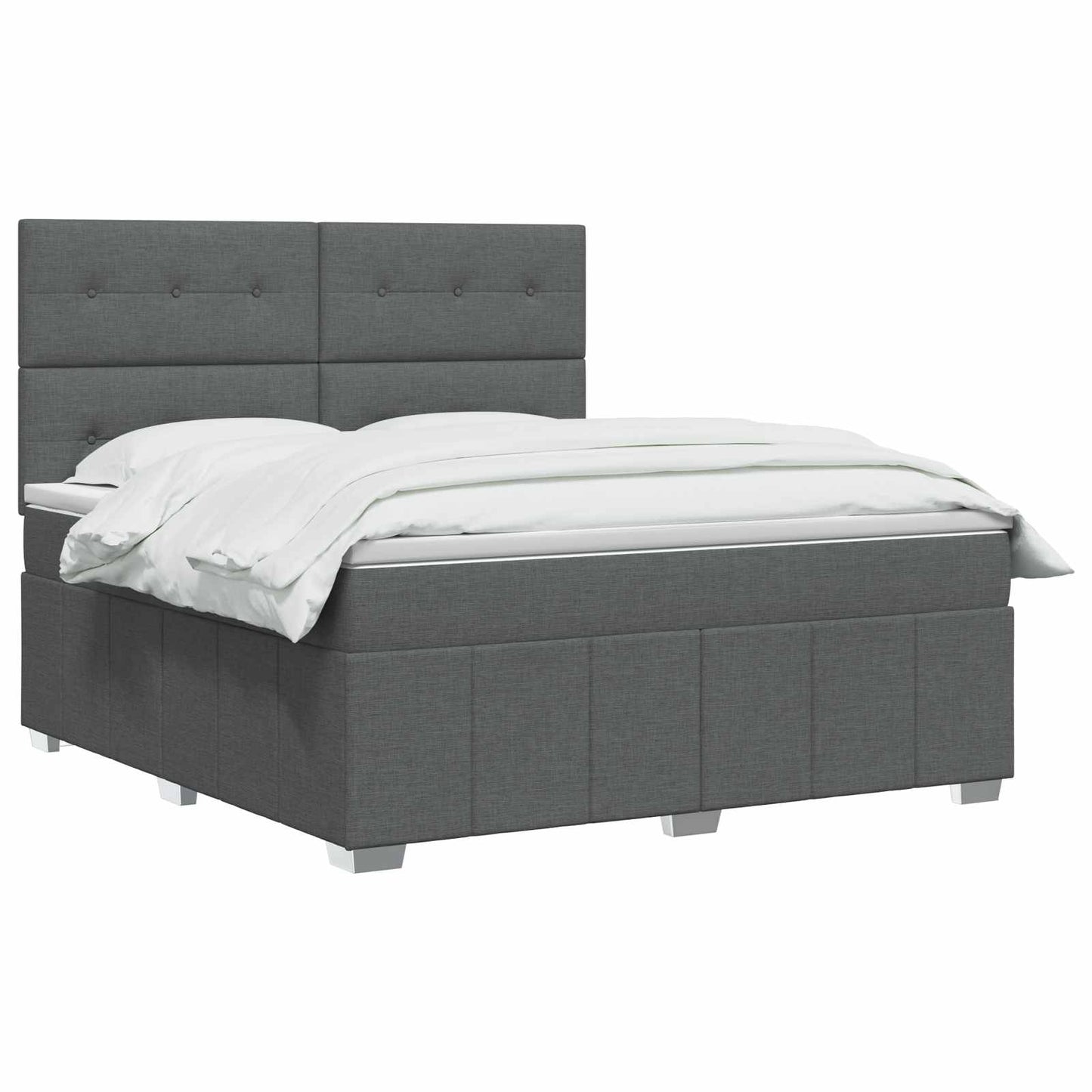 LED Boxspring Ágy Mattal Sötétszürke 140 x 200 cm Szövet