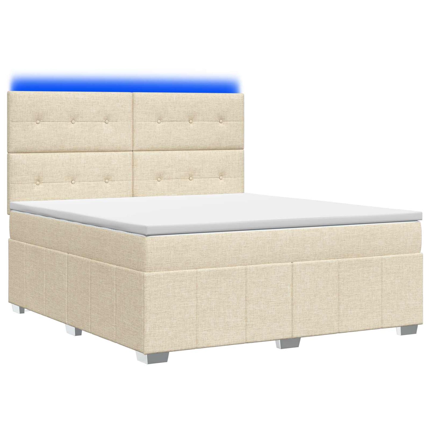 LED Boxspring Ágy Mattal Krémszínű 140 x 200 cm Szövet