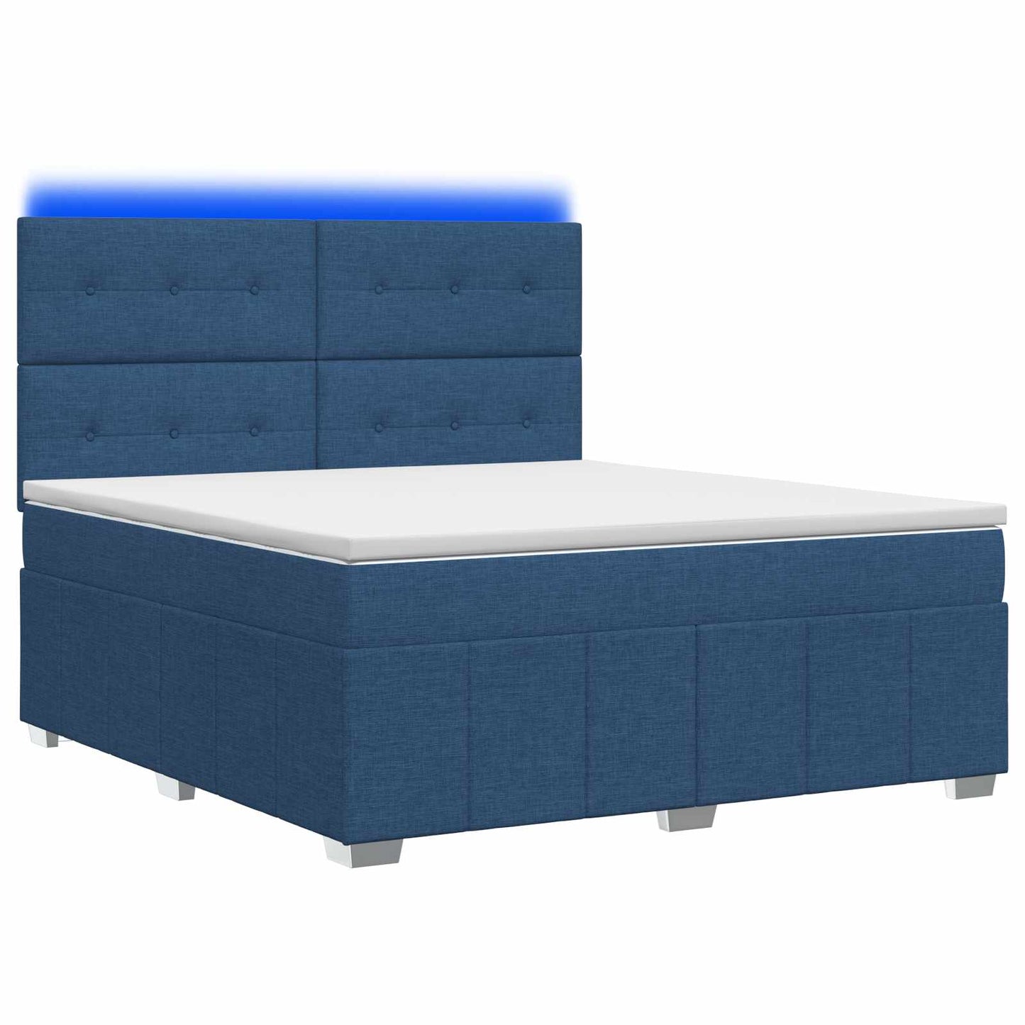 LED Boxspring Ágy Mattal fejtámlával Kék 140 x 200 cm Szövet