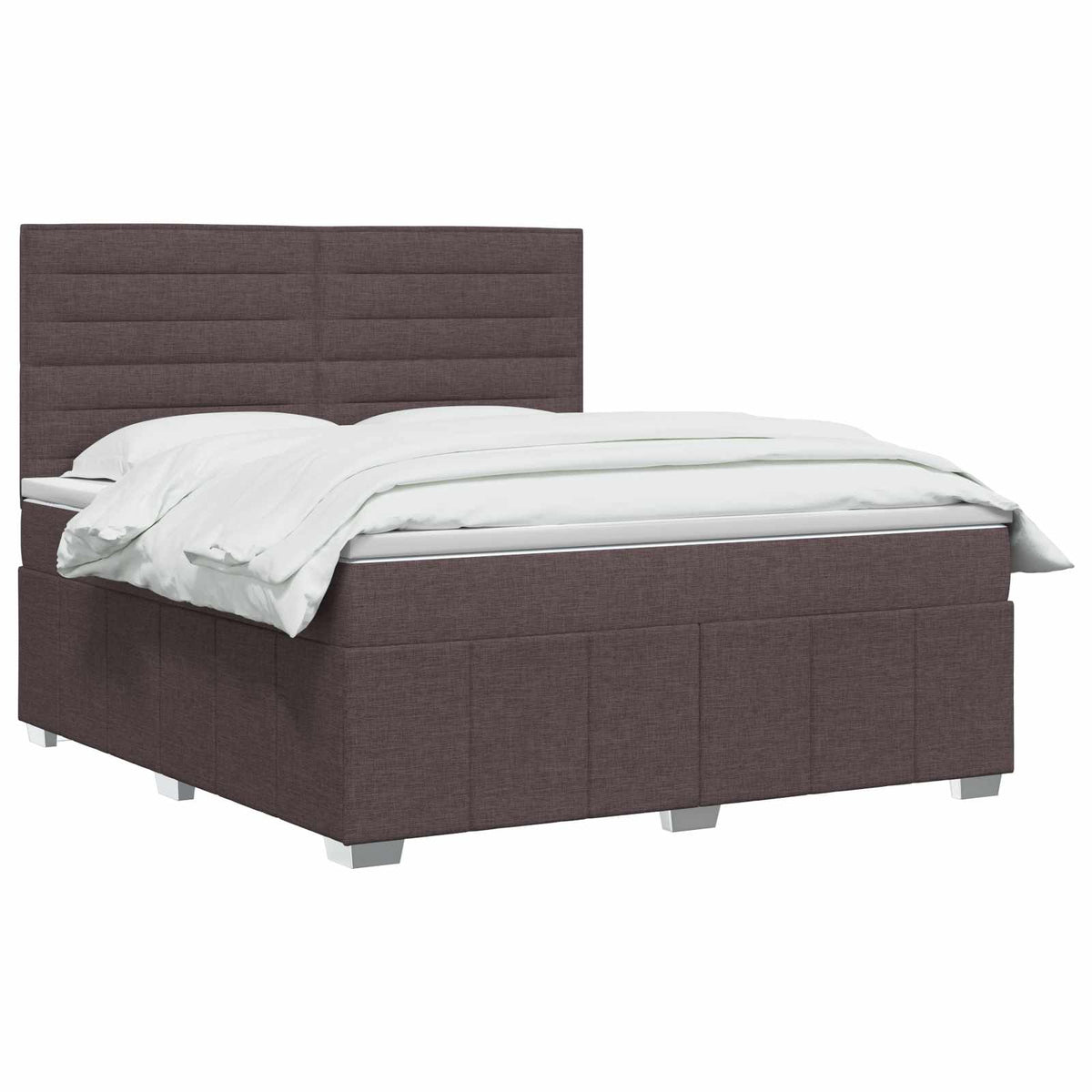 LED Boxspring Ágy Mattal Sötét Barna 160 x 200 cm Szövet