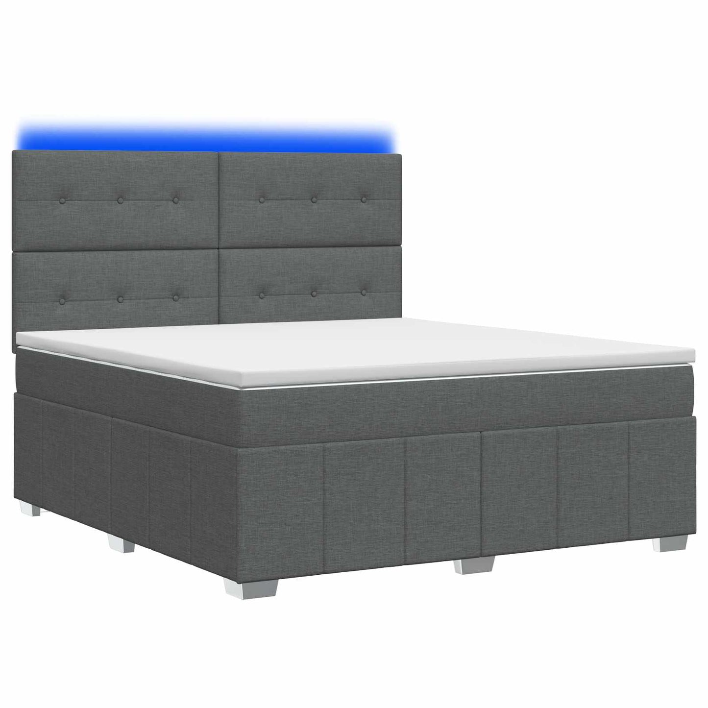 LED Boxspring Ágy Mattal Sötétszürke 160 x 200 cm Szövet