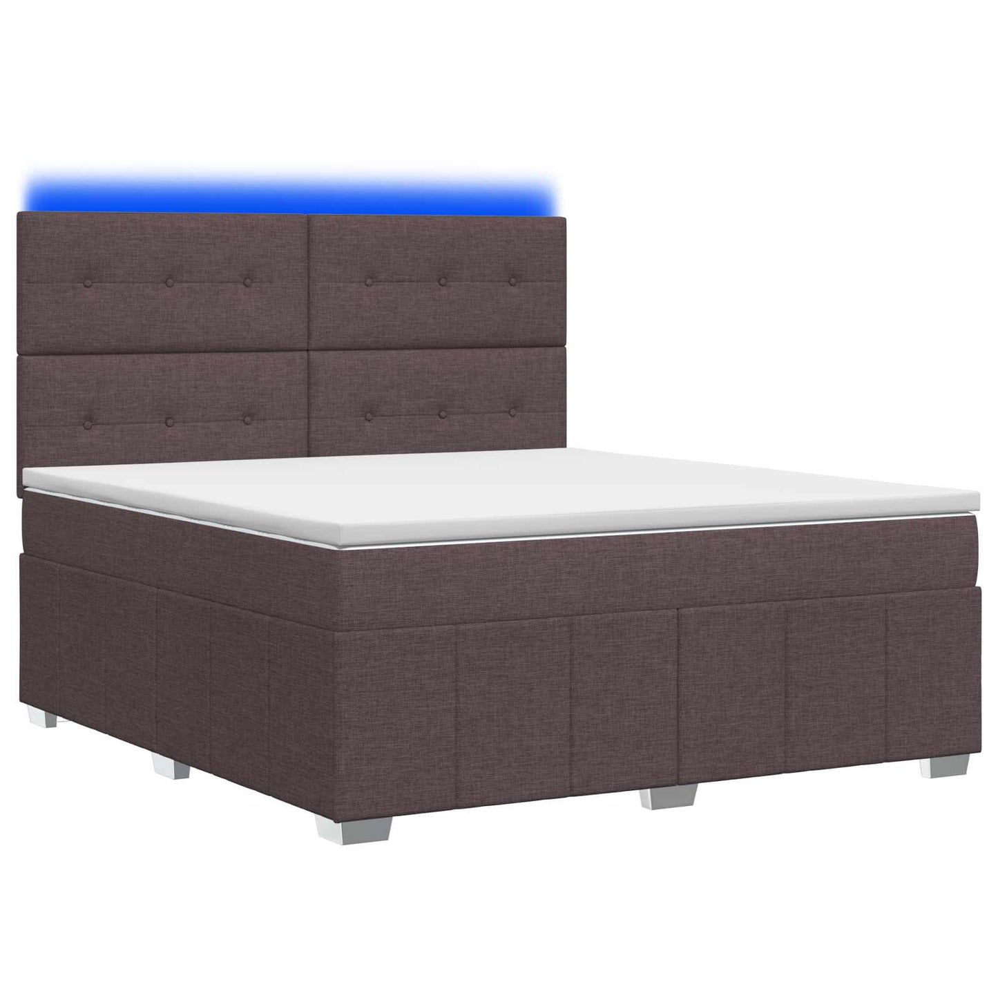 LED Boxspring Ágy Mattal Sötét Barna 160 x 200 cm Szövet
