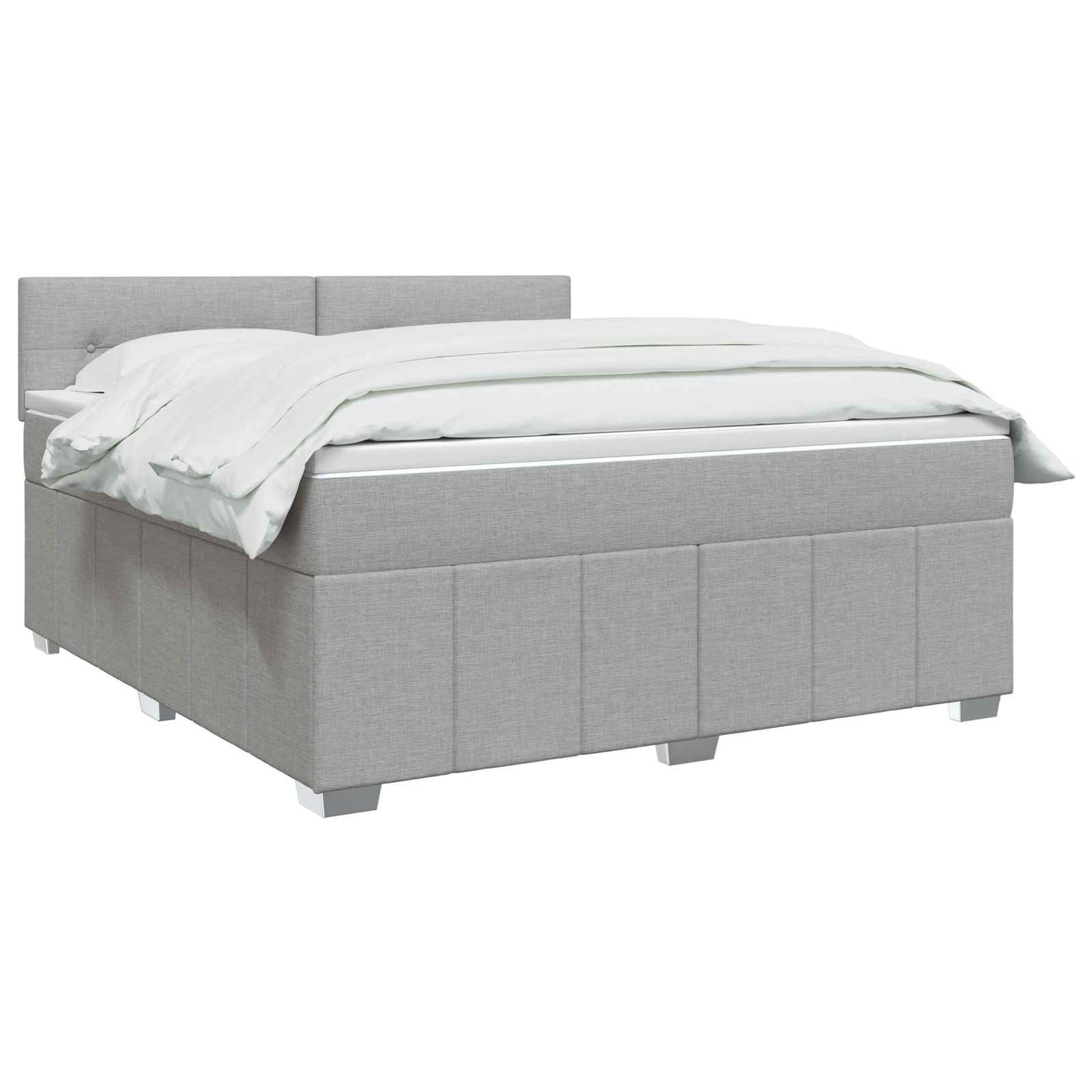 LED Boxspring Ágy Mattal Világosszürke 180 x 200 cm Szövet
