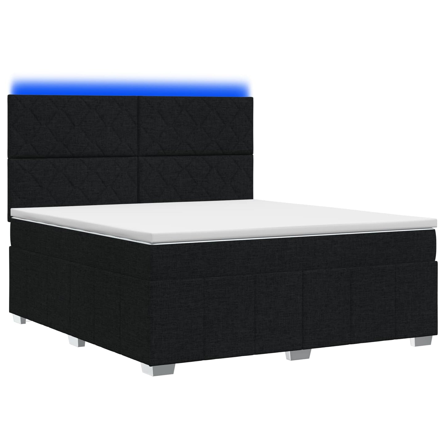 LED Boxspring Ágy Mattal fejtámlával Fekete 180 x 200 cm Szövet