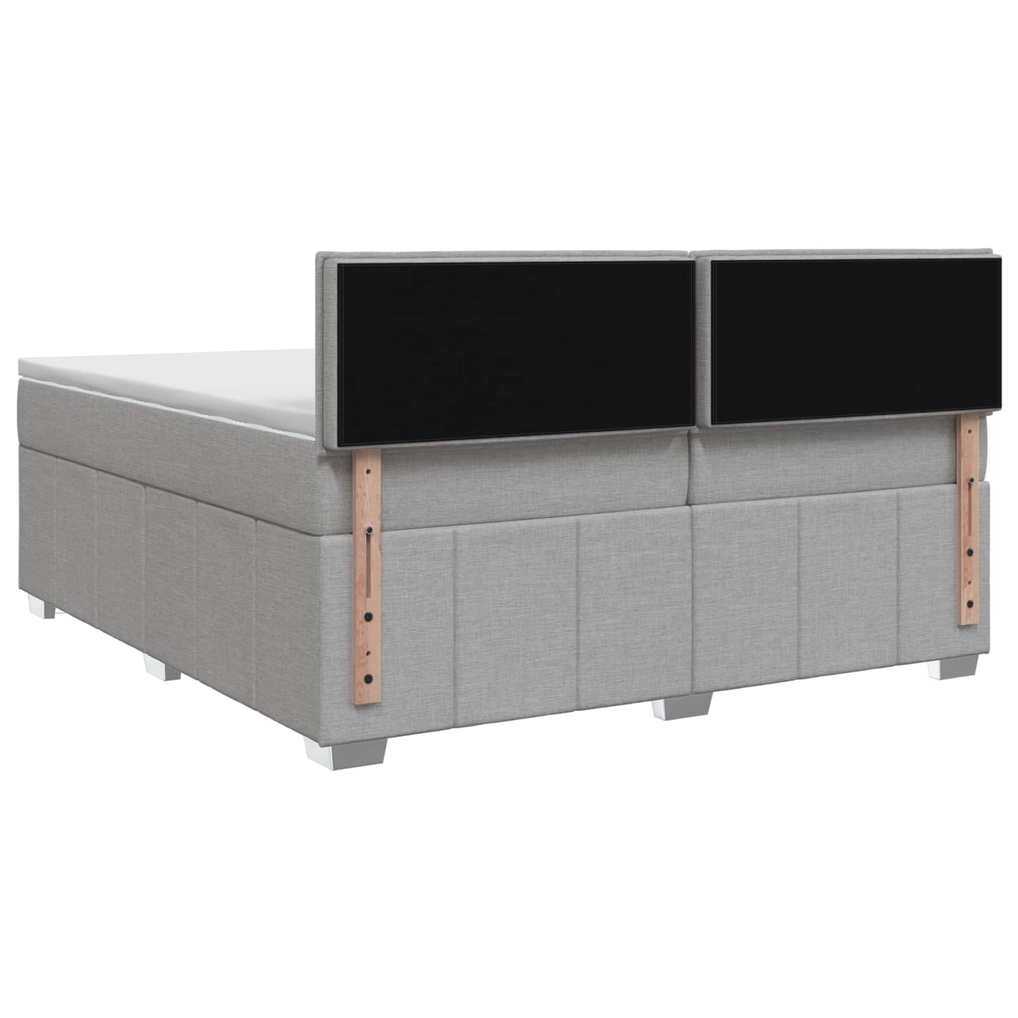LED Boxspring Ágy Mattal Világosszürke 200 x 200 cm Szövet