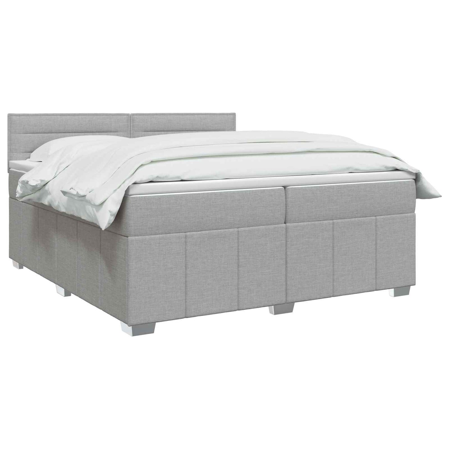 LED Boxspring Ágy Mattal Világosszürke 200 x 200 cm Szövet