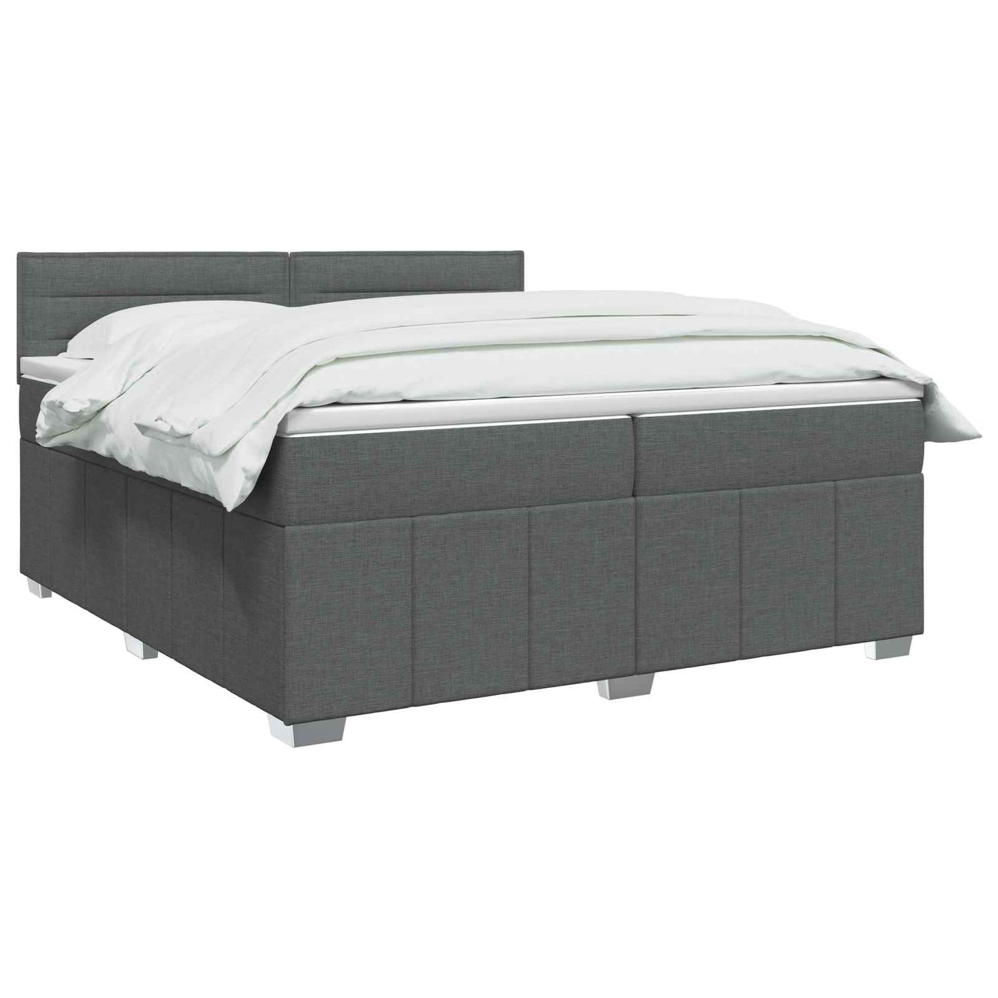 LED Boxspring Ágy Mattal Sötétszürke 200 x 200 cm Szövet