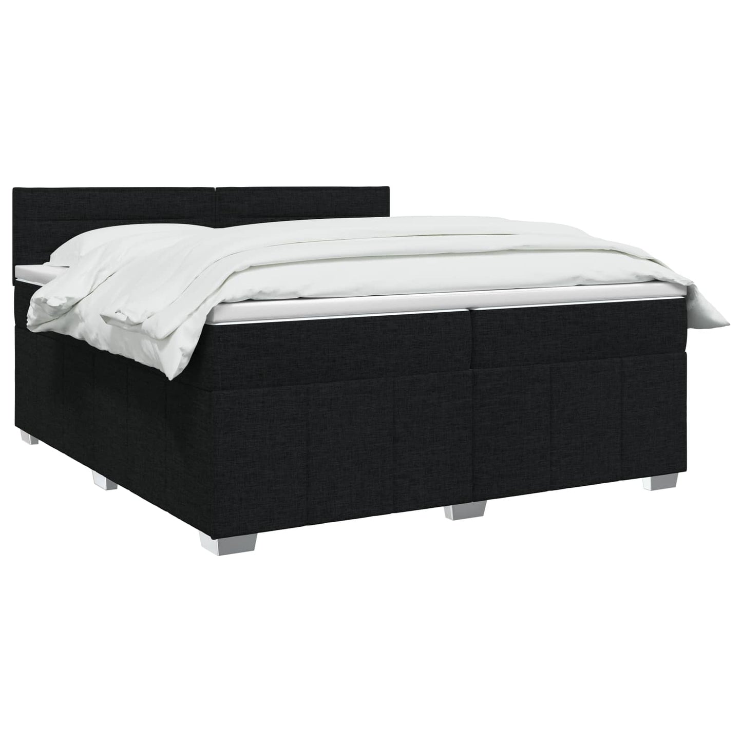 LED Boxspring Ágy Mattal fejtámlával Fekete 200 x 200 cm Szövet