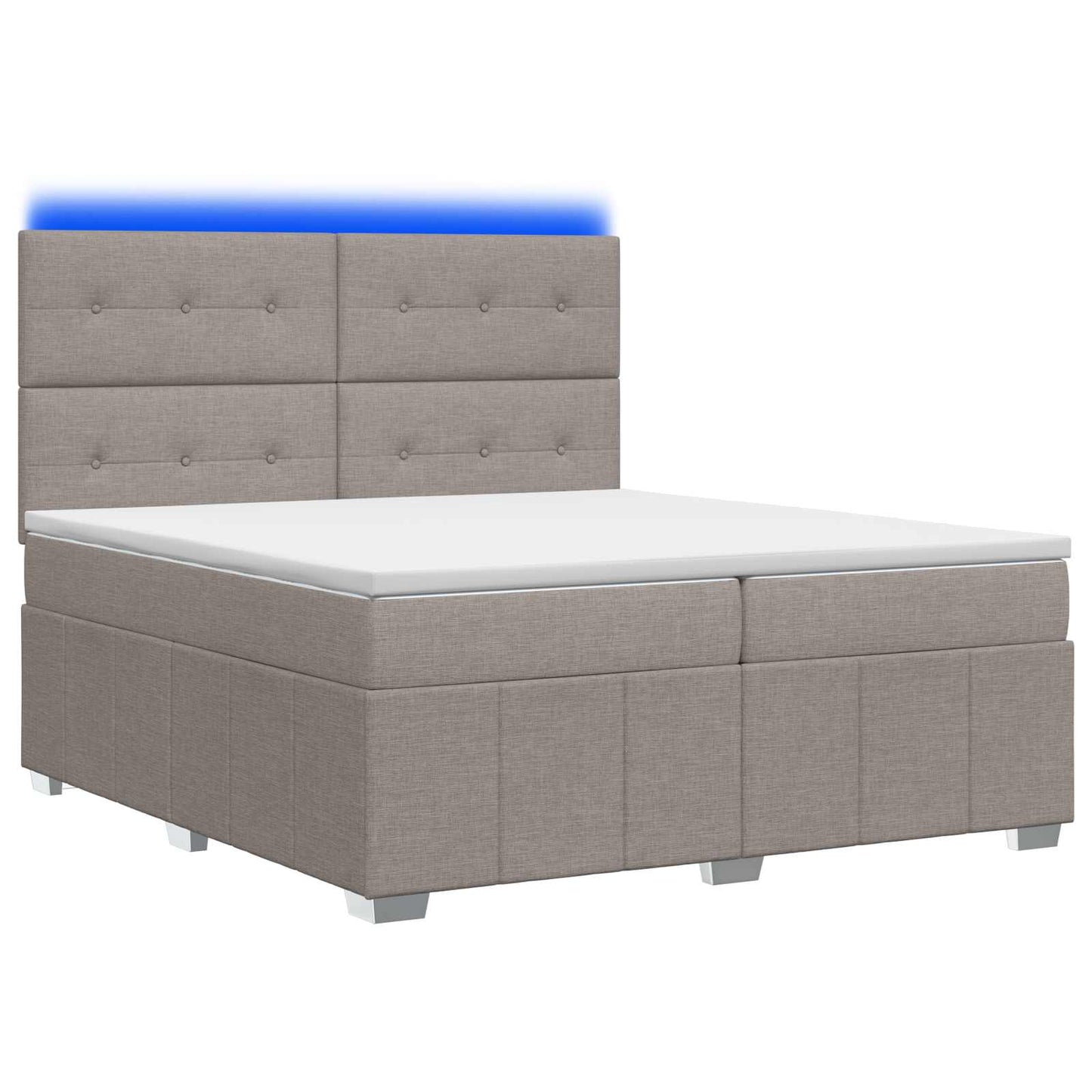 LED Boxspring Ágy Mattal Tópszínű 200 x 200 cm Szövet