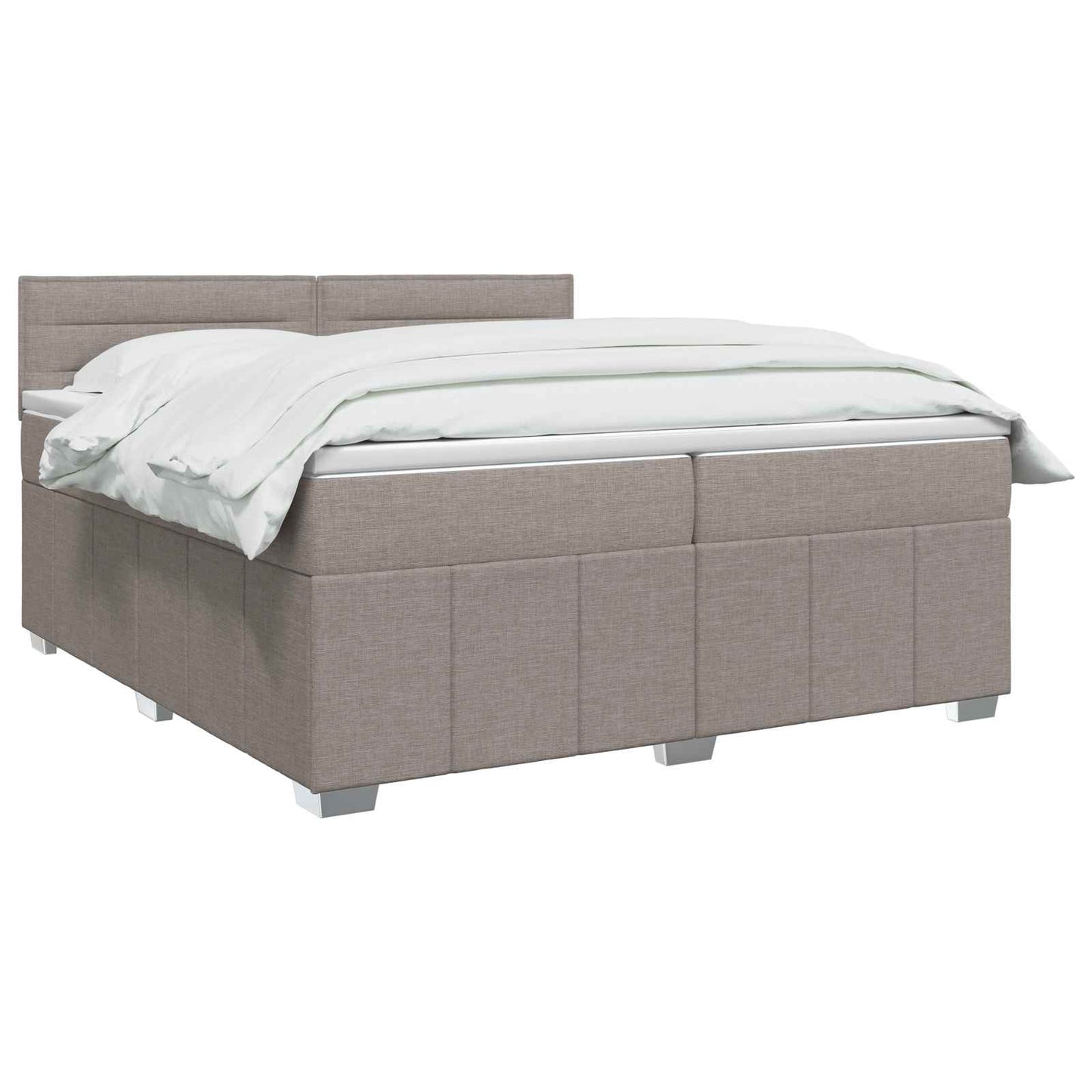LED Boxspring Ágy Mattal Tópszínű 200 x 200 cm Szövet