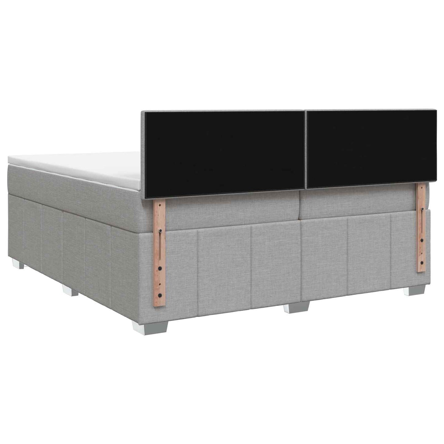 LED Boxspring Ágy Mattal Világosszürke 200 x 200 cm Szövet