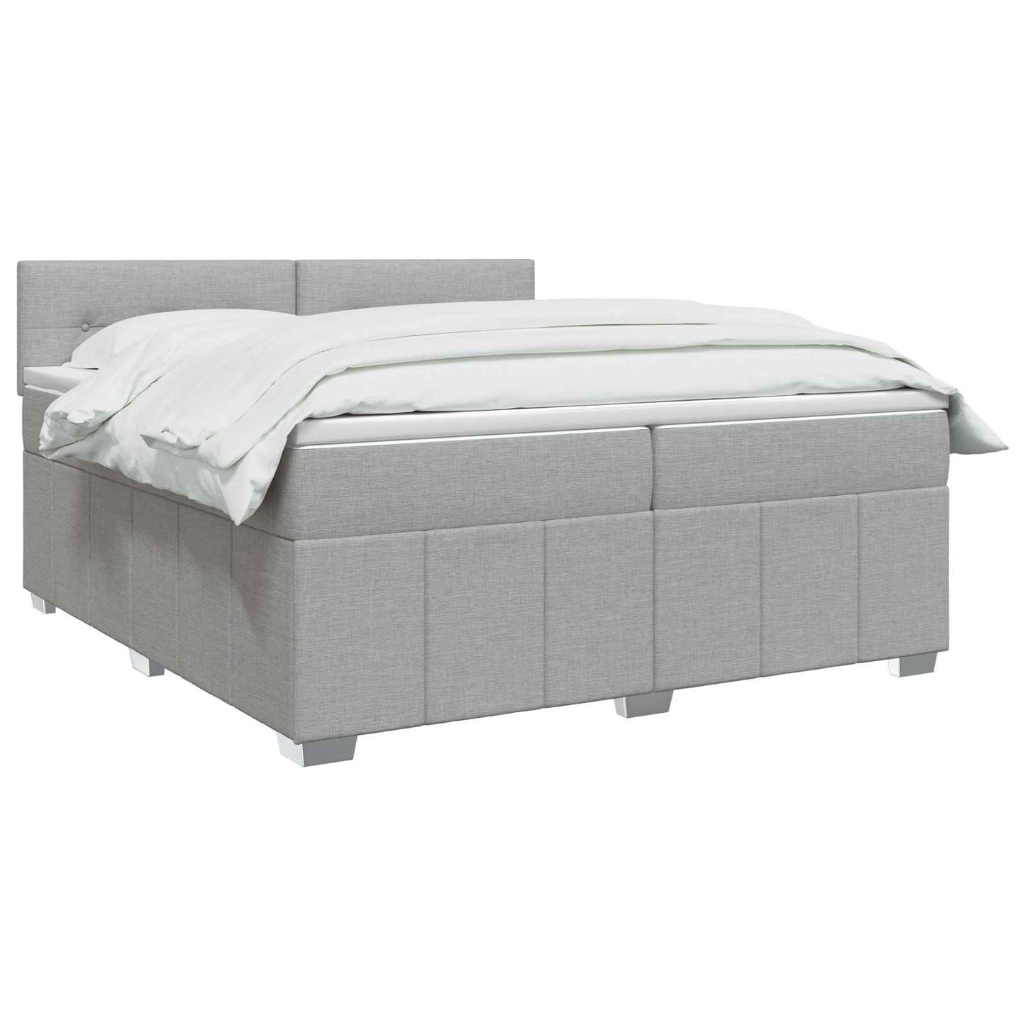 LED Boxspring Ágy Mattal Világosszürke 200 x 200 cm Szövet