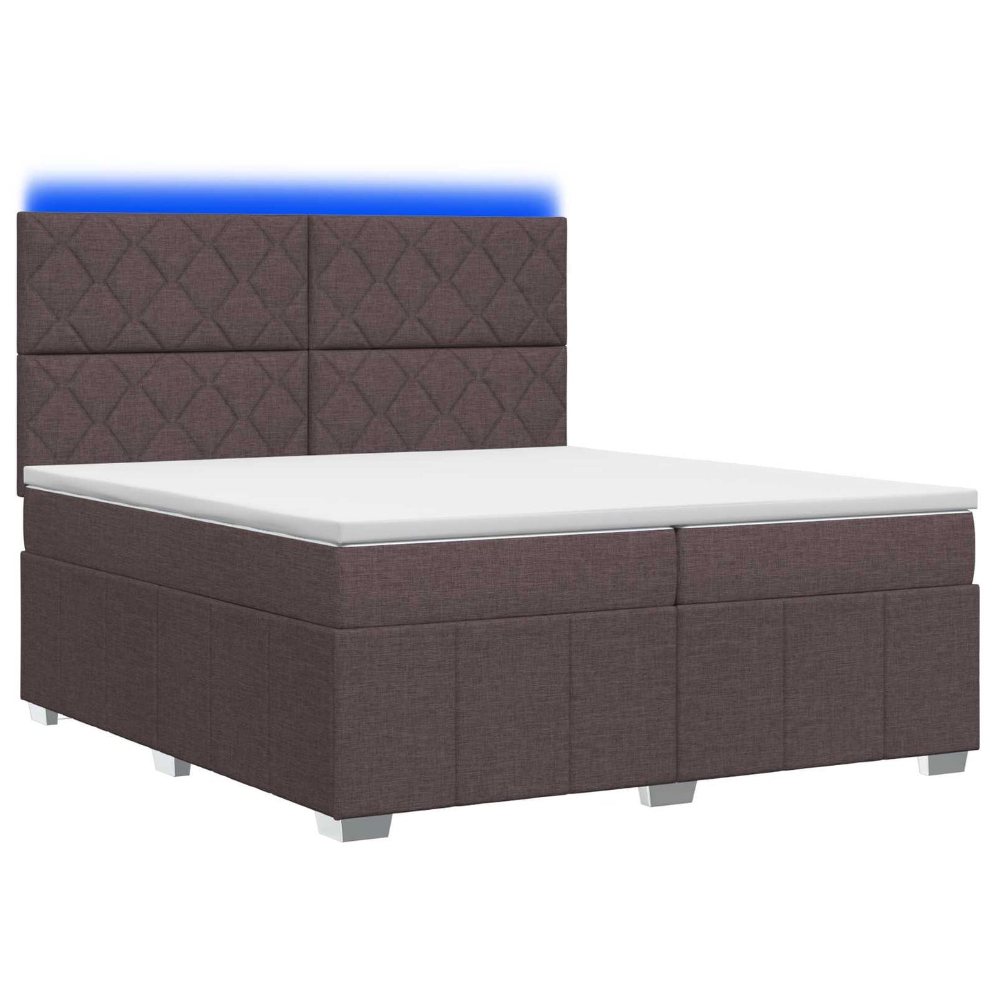 LED Boxspring Ágy Mattal Sötét Barna 200 x 200 cm Szövet