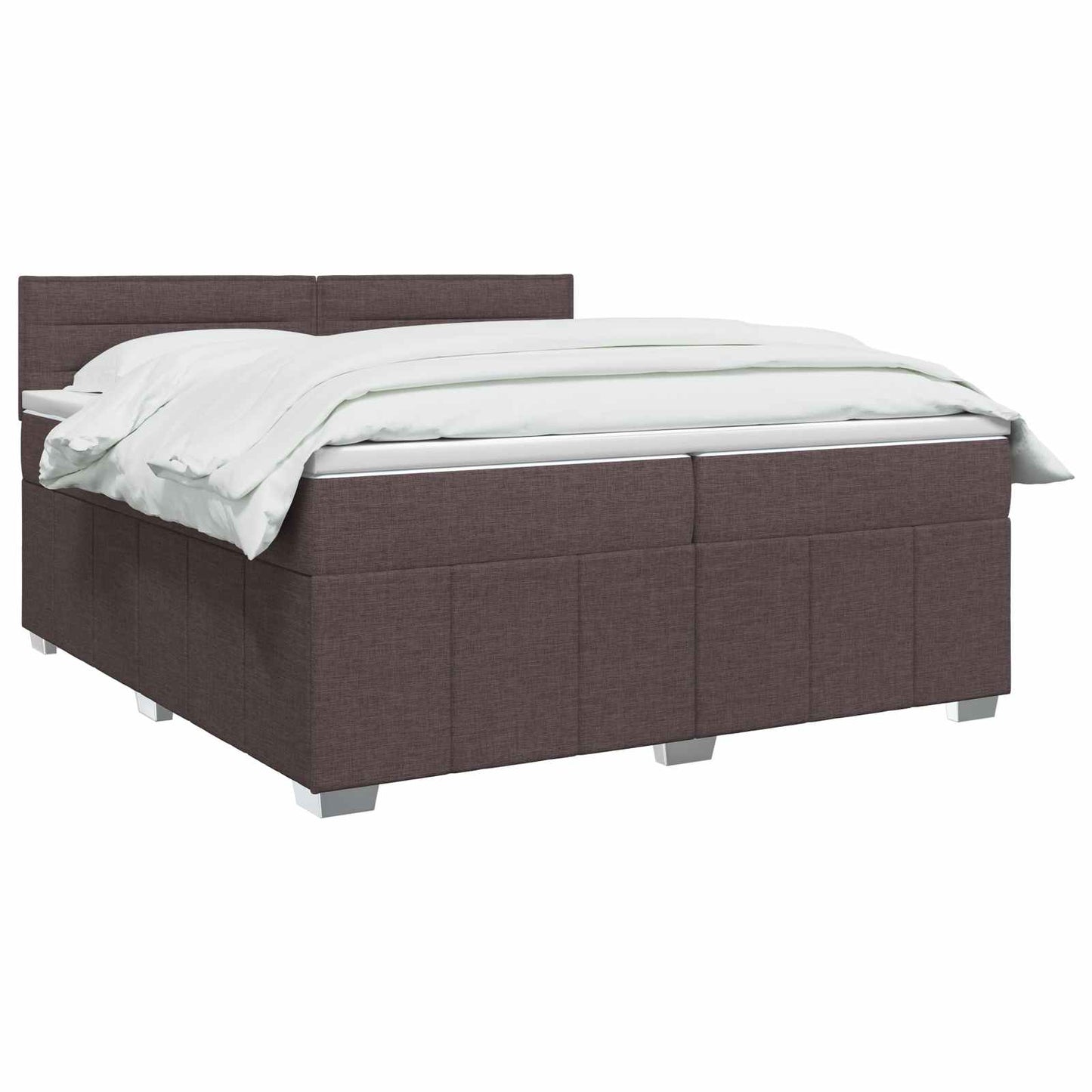 LED Boxspring Ágy Mattal Sötét Barna 200 x 200 cm Szövet
