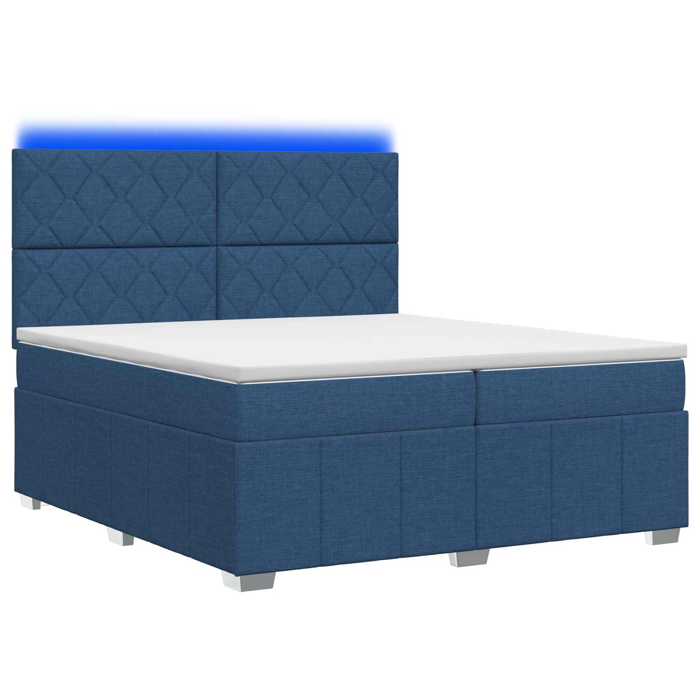 LED Boxspring Ágy Mattal fejtámlával Kék 200 x 200 cm Szövet