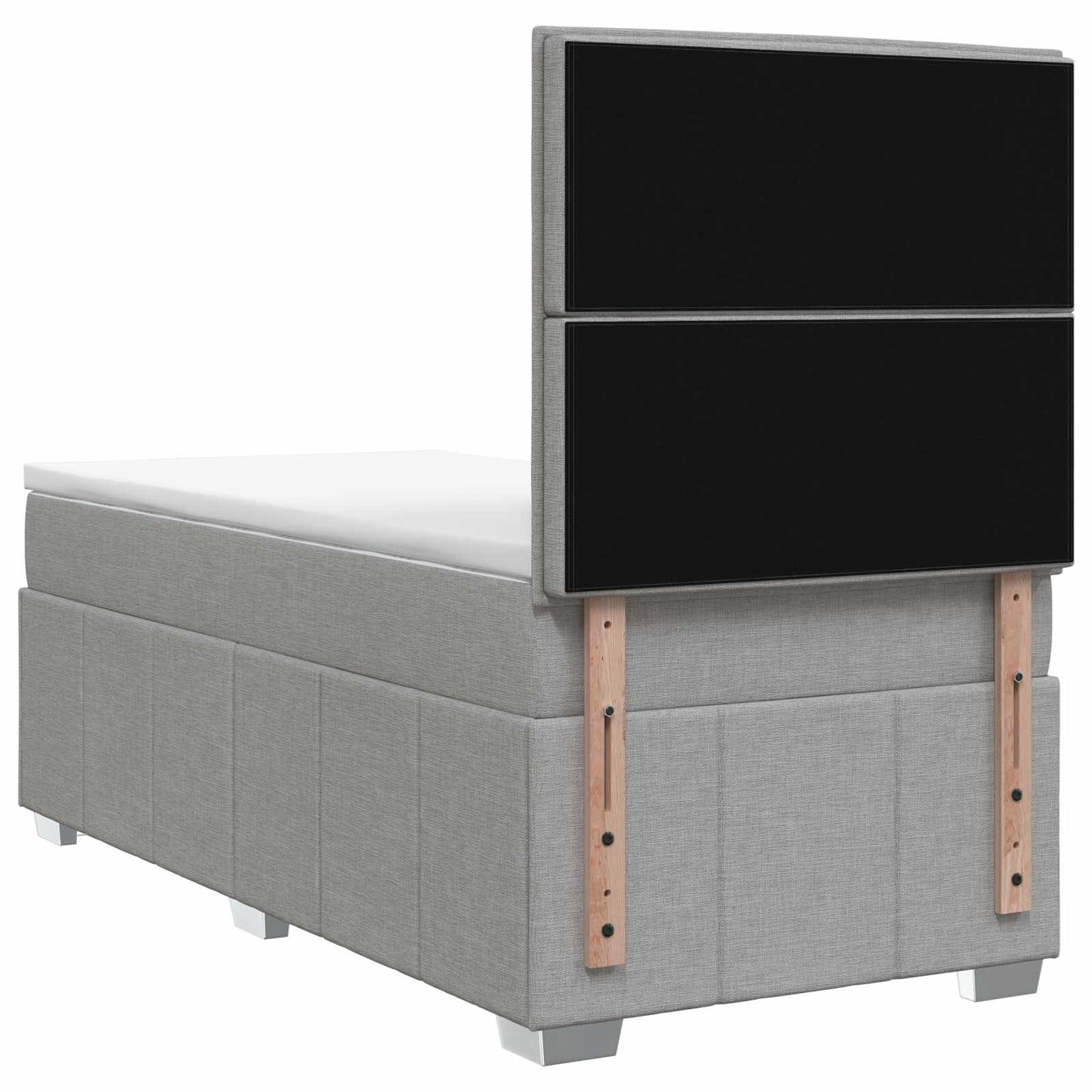 LED Boxspring Ágy Mattal Világosszürke 90 x 190 cm Szövet