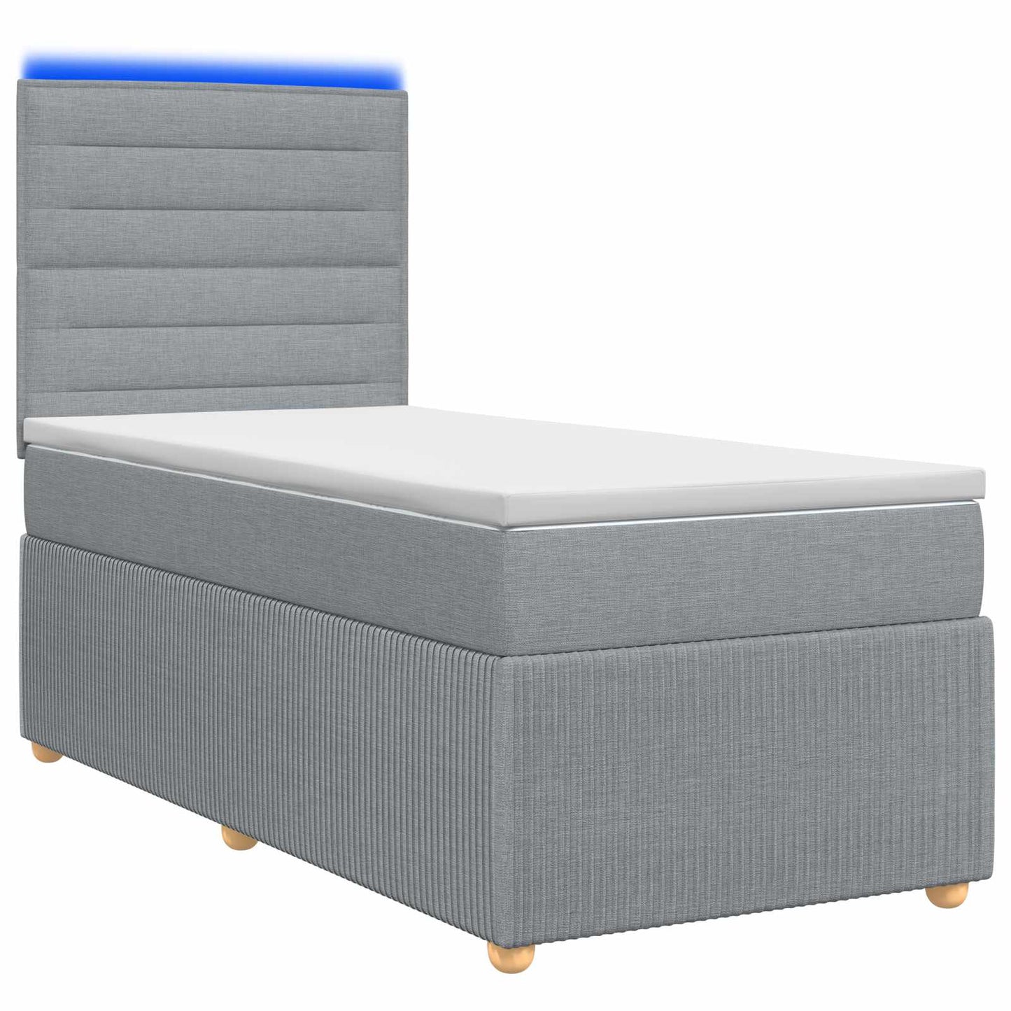 LED Boxspring Ágy Mattal Világosszürke 80 x 200 cm Szövet