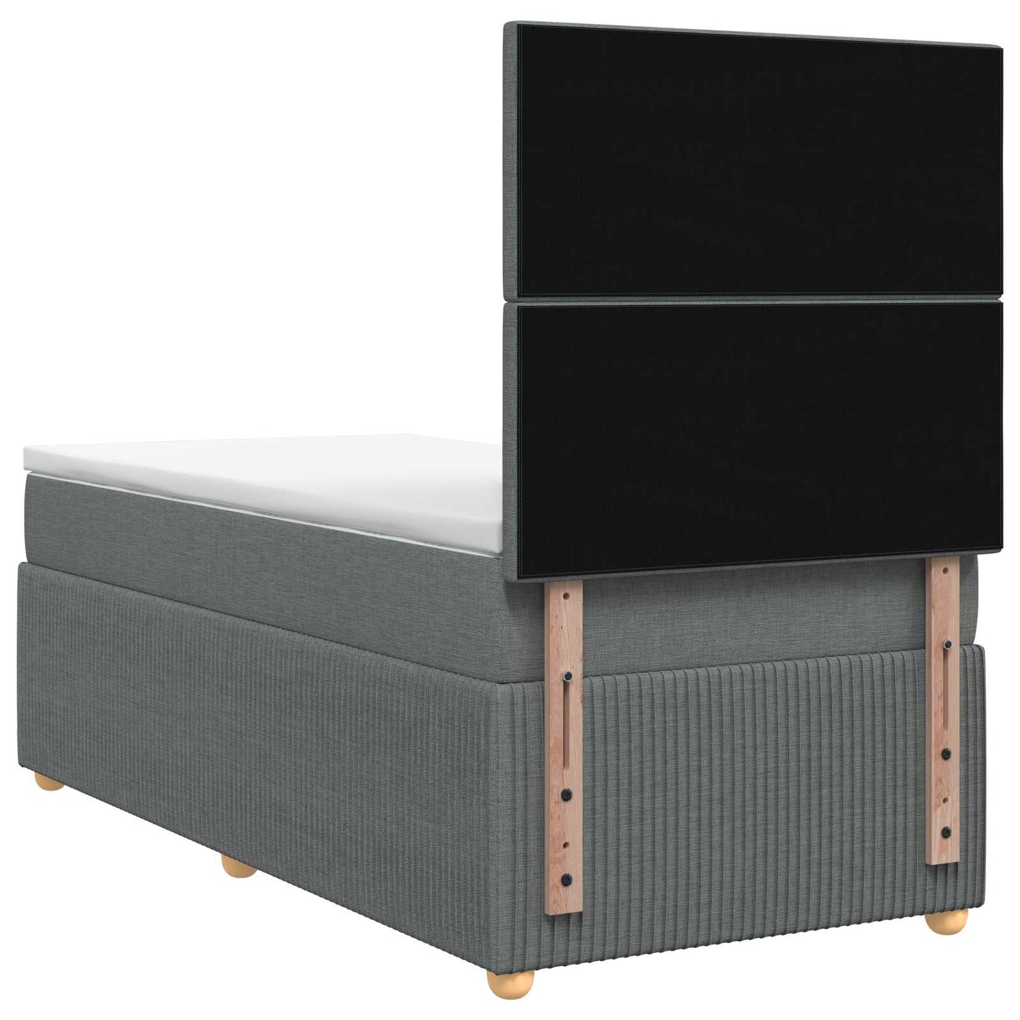 LED Boxspring Ágy Mattal Sötétszürke 80 x 200 cm Szövet