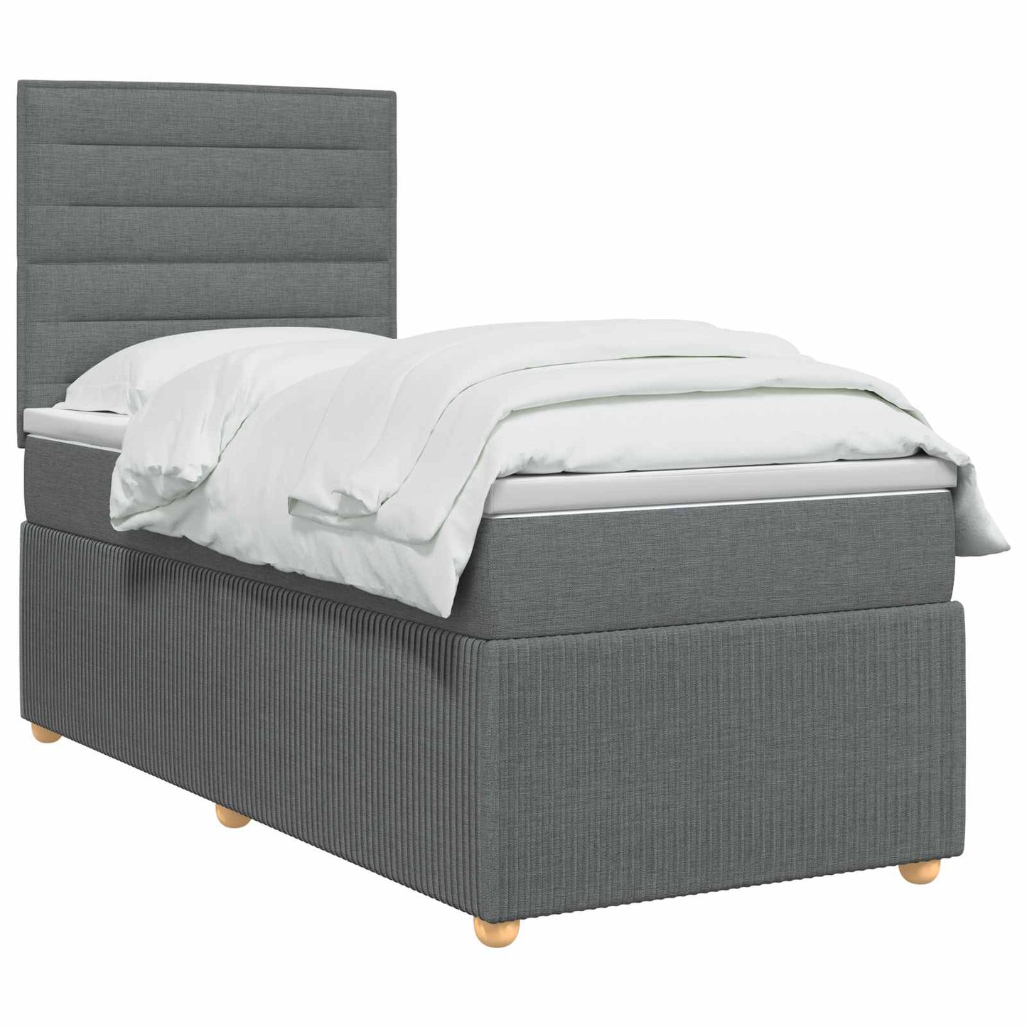 LED Boxspring Ágy Mattal Sötétszürke 80 x 200 cm Szövet