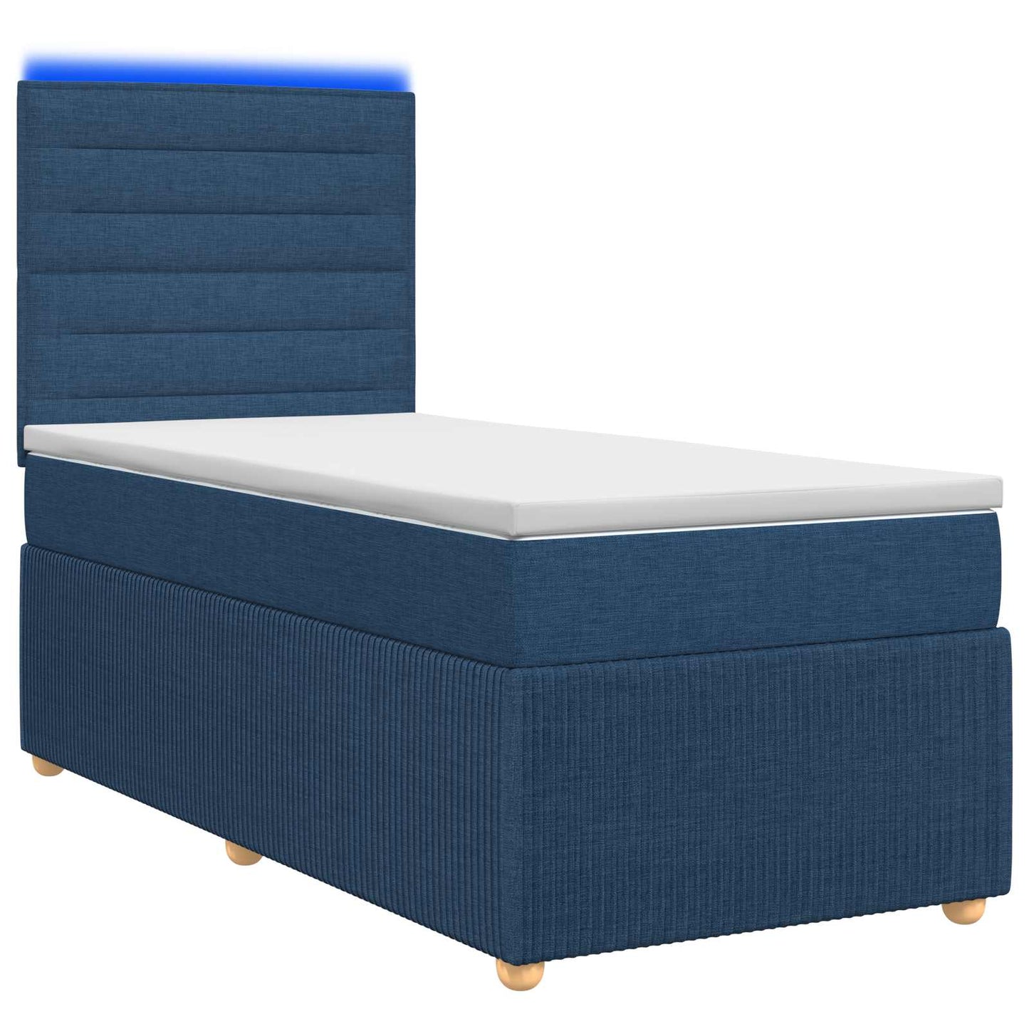 LED Boxspring Ágy Mattal LED szalagokkal Kék 80 x 200 cm Szövet