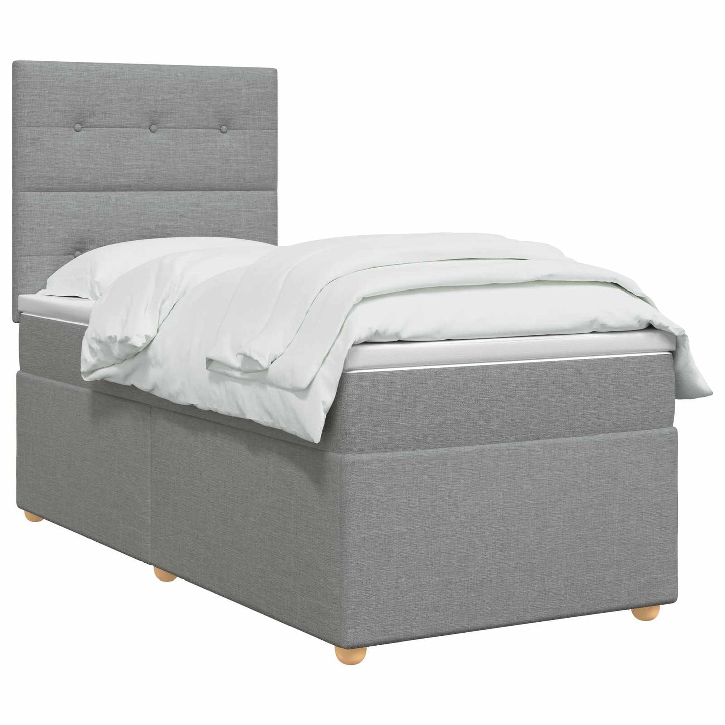 LED Boxspring Ágy Mattal Világosszürke 80 x 200 cm Szövet