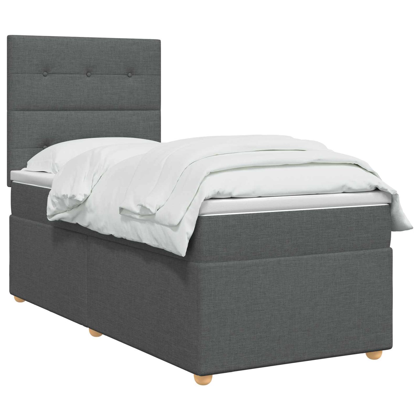 LED Boxspring Ágy Mattal Sötétszürke 80 x 200 cm Szövet
