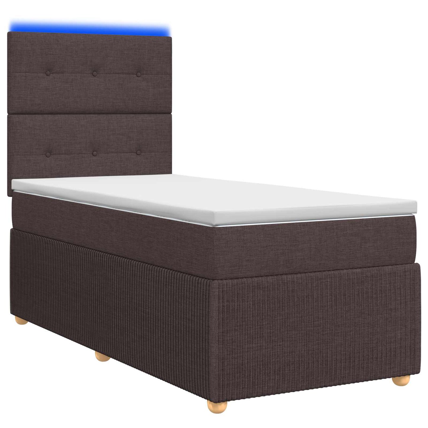 LED Boxspring Ágy Mattal Sötét Barna 80 x 200 cm Szövet