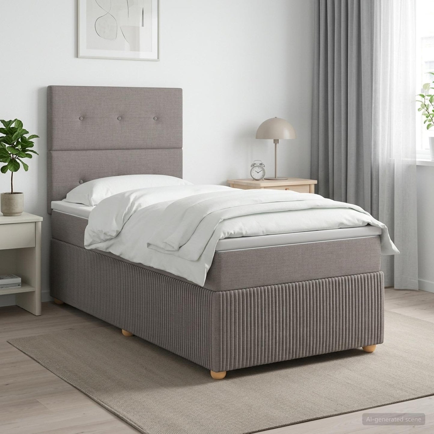 LED Boxspring Ágy Mattal Tópszínű 80 x 200 cm Szövet