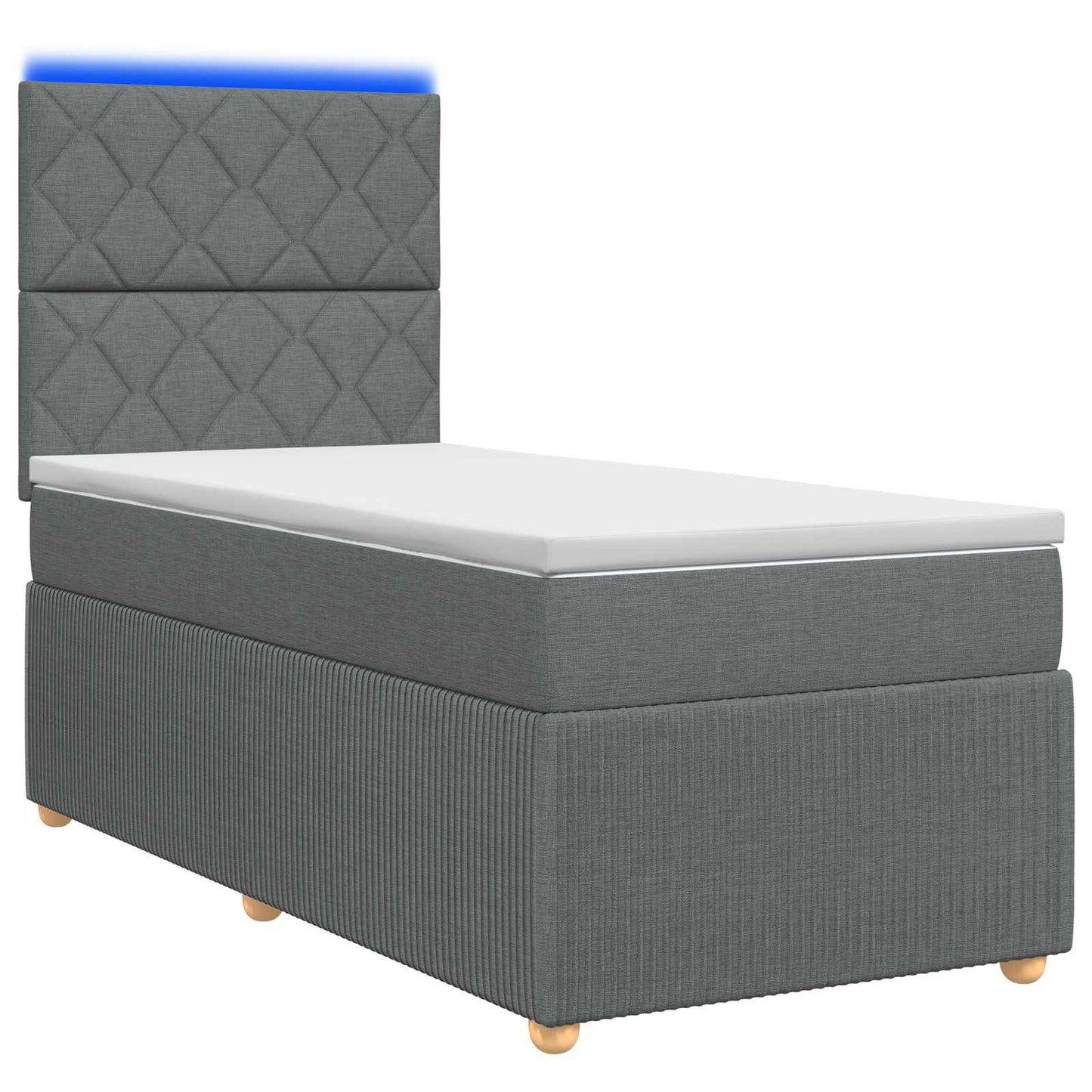 LED Boxspring Ágy Mattal Sötétszürke 80 x 200 cm Szövet