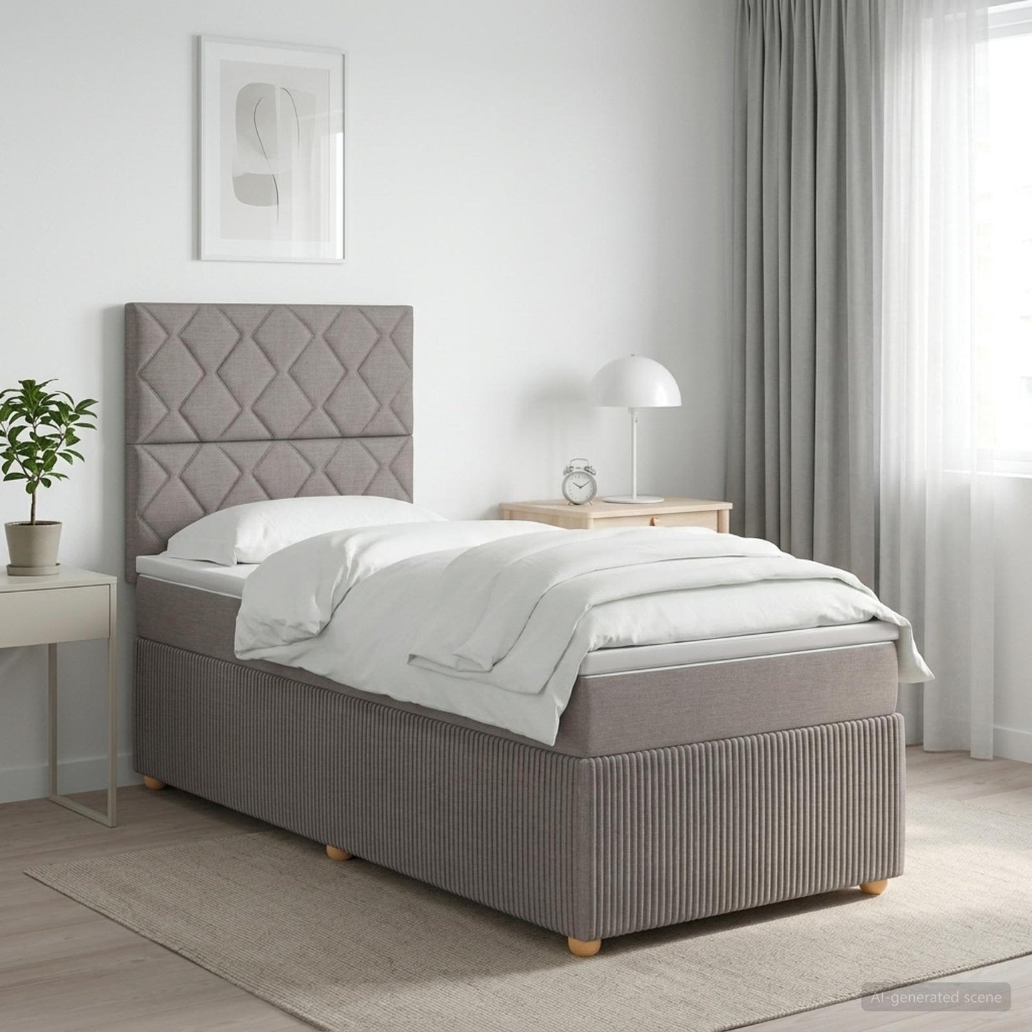 LED Boxspring Ágy Mattal Tópszínű 80 x 200 cm Szövet