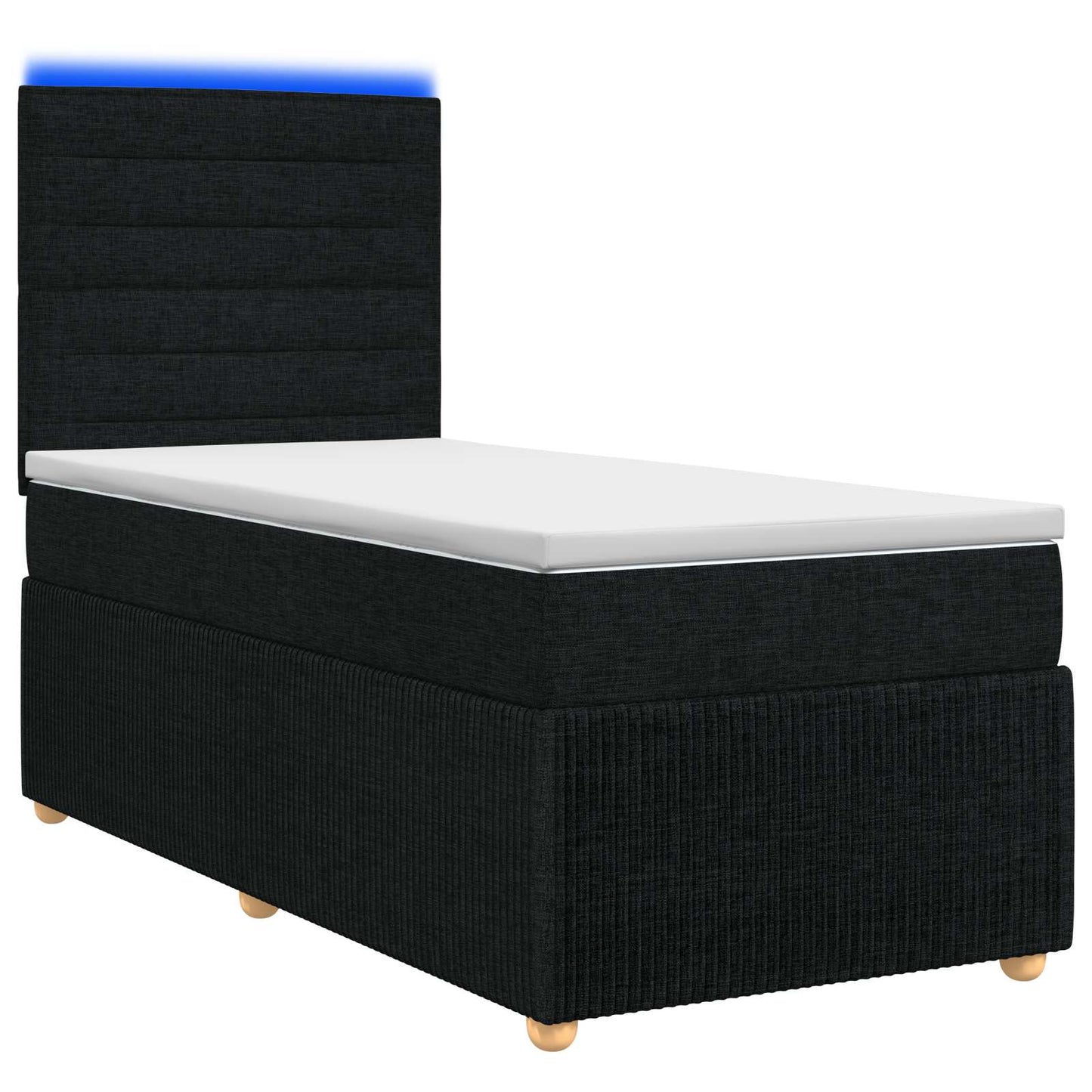 LED Boxspring Ágy Mattal fejtámlával Fekete 90 x 190 cm Szövet