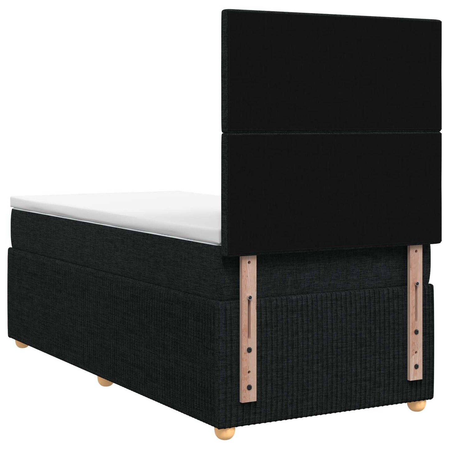 LED Boxspring Ágy Mattal fejtámlával Fekete 90 x 190 cm Szövet