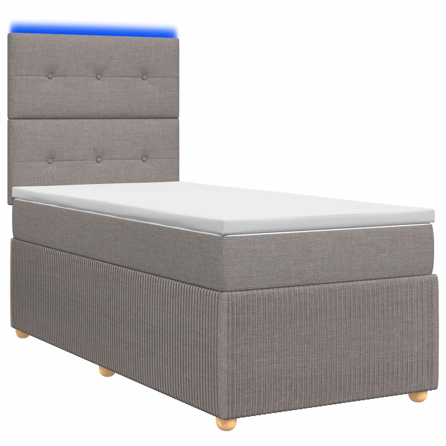 LED Boxspring Ágy Mattal Tópszínű 90 x 190 cm Szövet