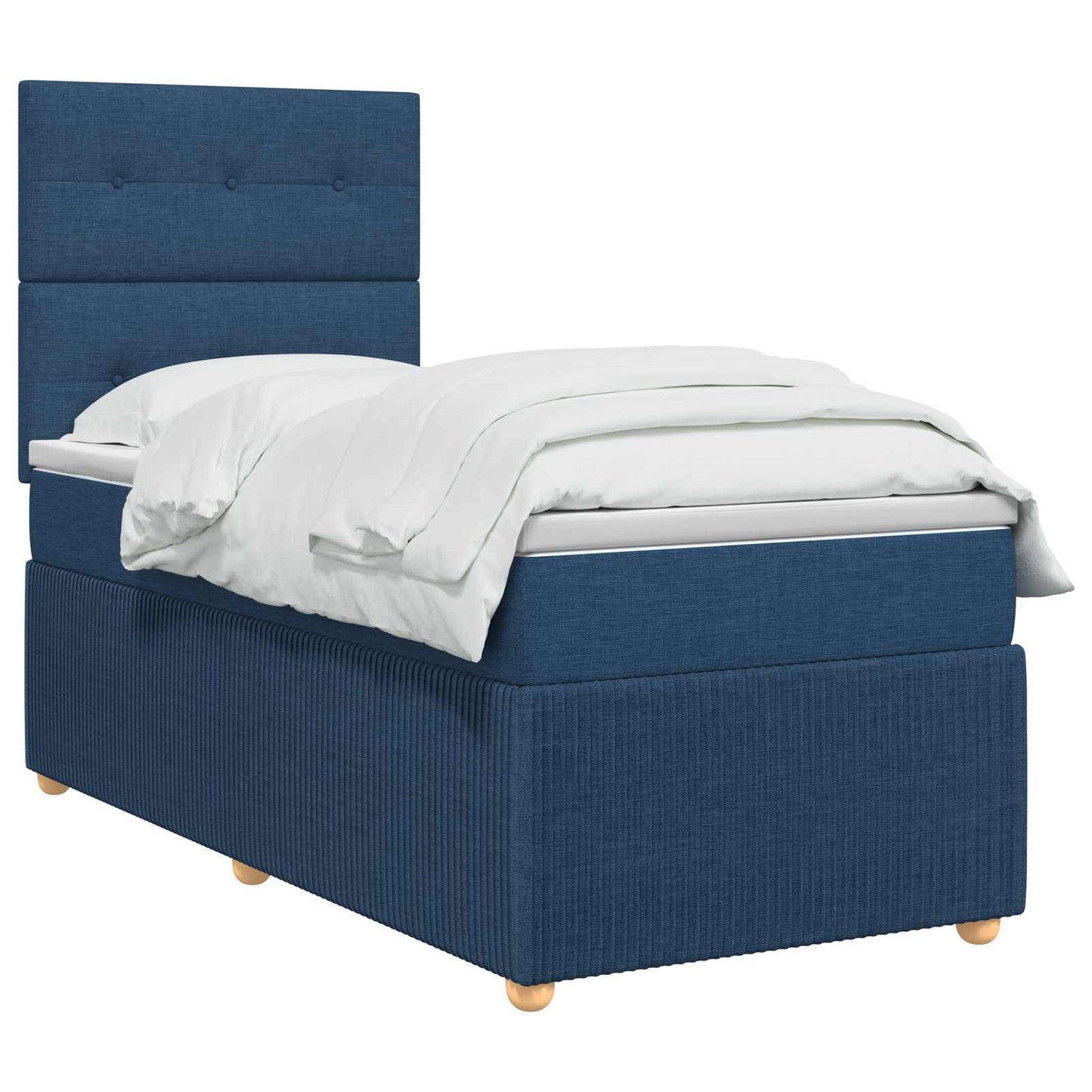 LED Boxspring Ágy Mattal LED szalagokkal Kék 90 x 200 cm Szövet