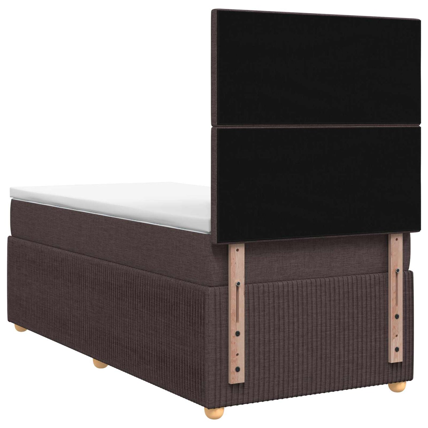 LED Boxspring Ágy Mattal Sötét Barna 100 x 200 cm Szövet