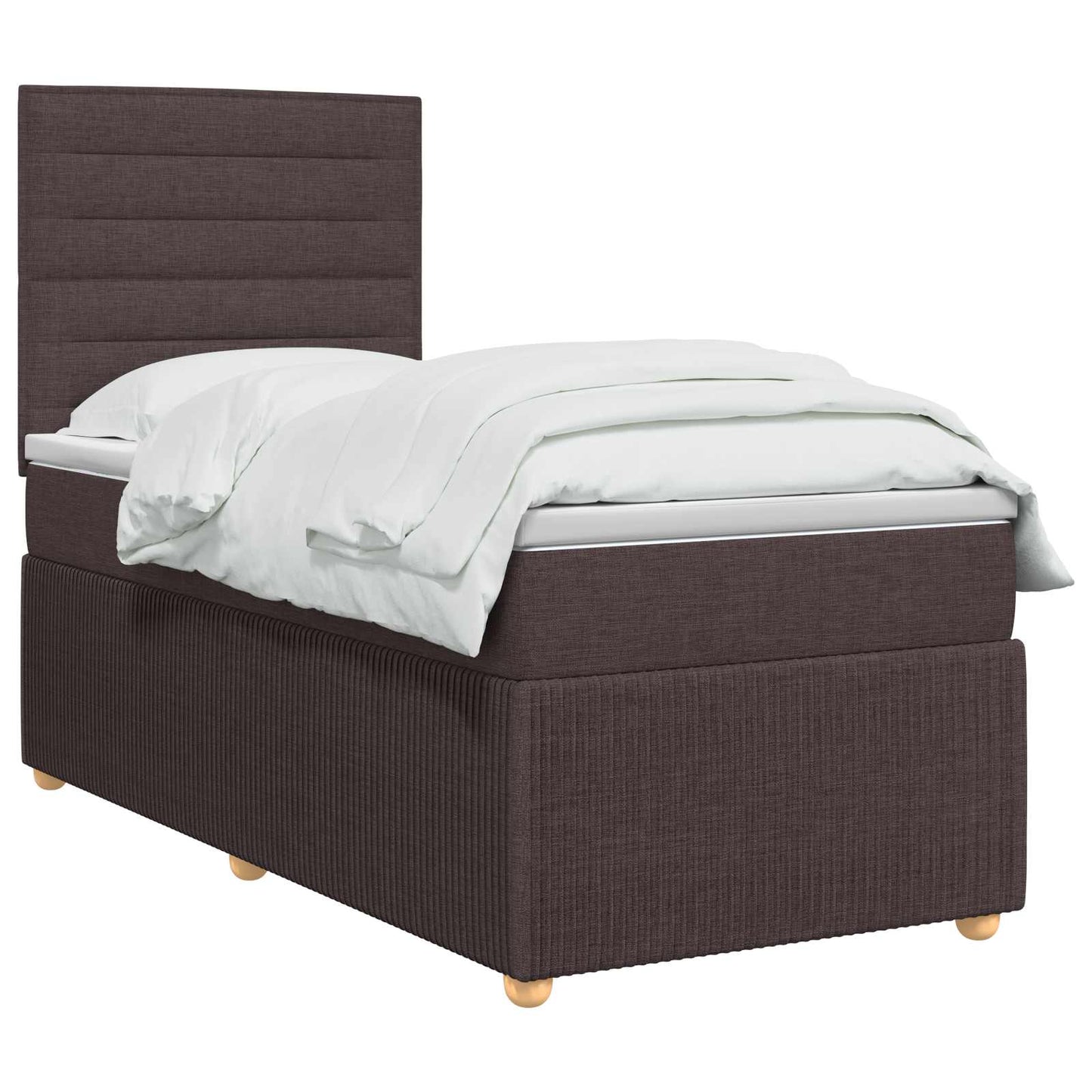 LED Boxspring Ágy Mattal Sötét Barna 100 x 200 cm Szövet