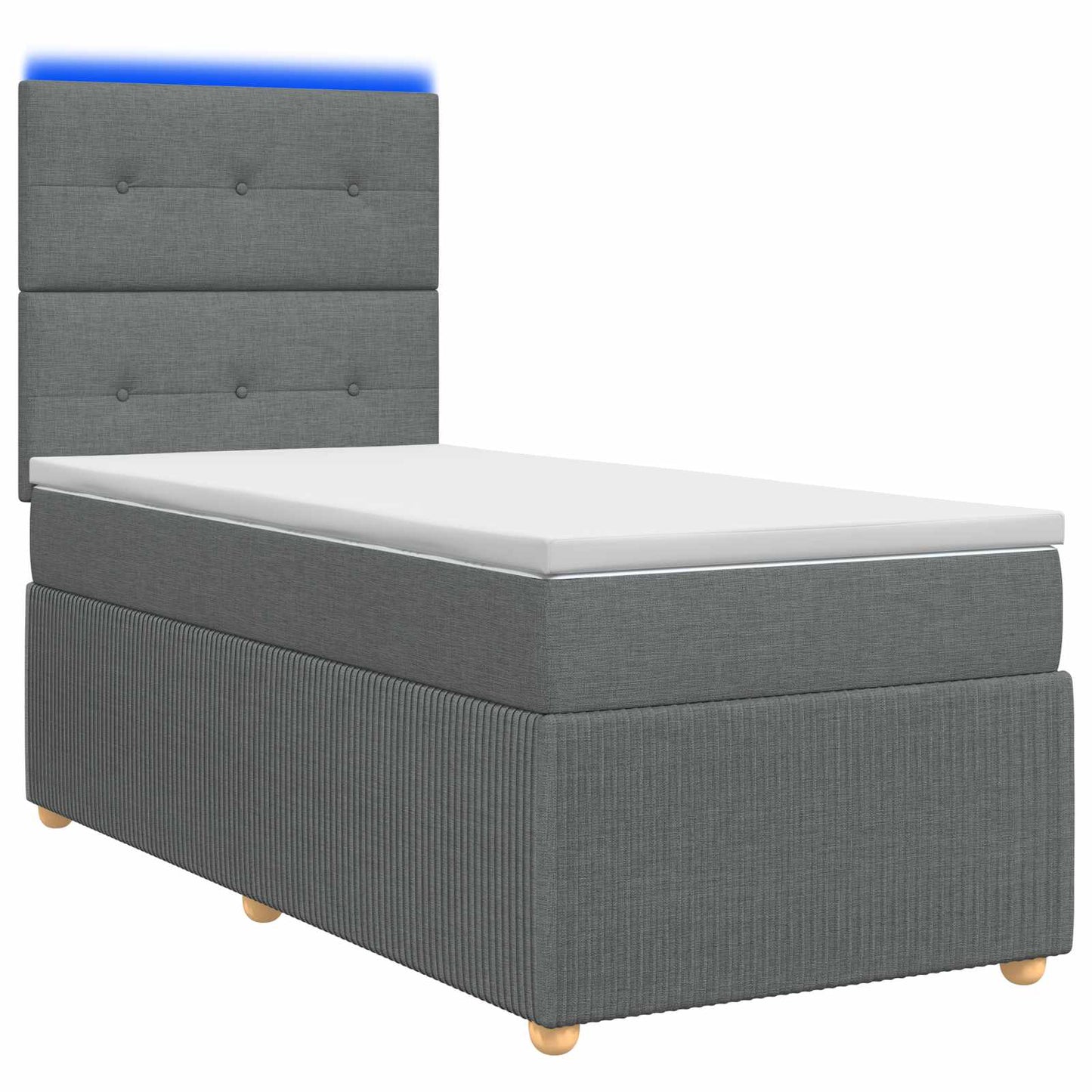 LED Boxspring Ágy Mattal Sötétszürke 100 x 200 cm Szövet