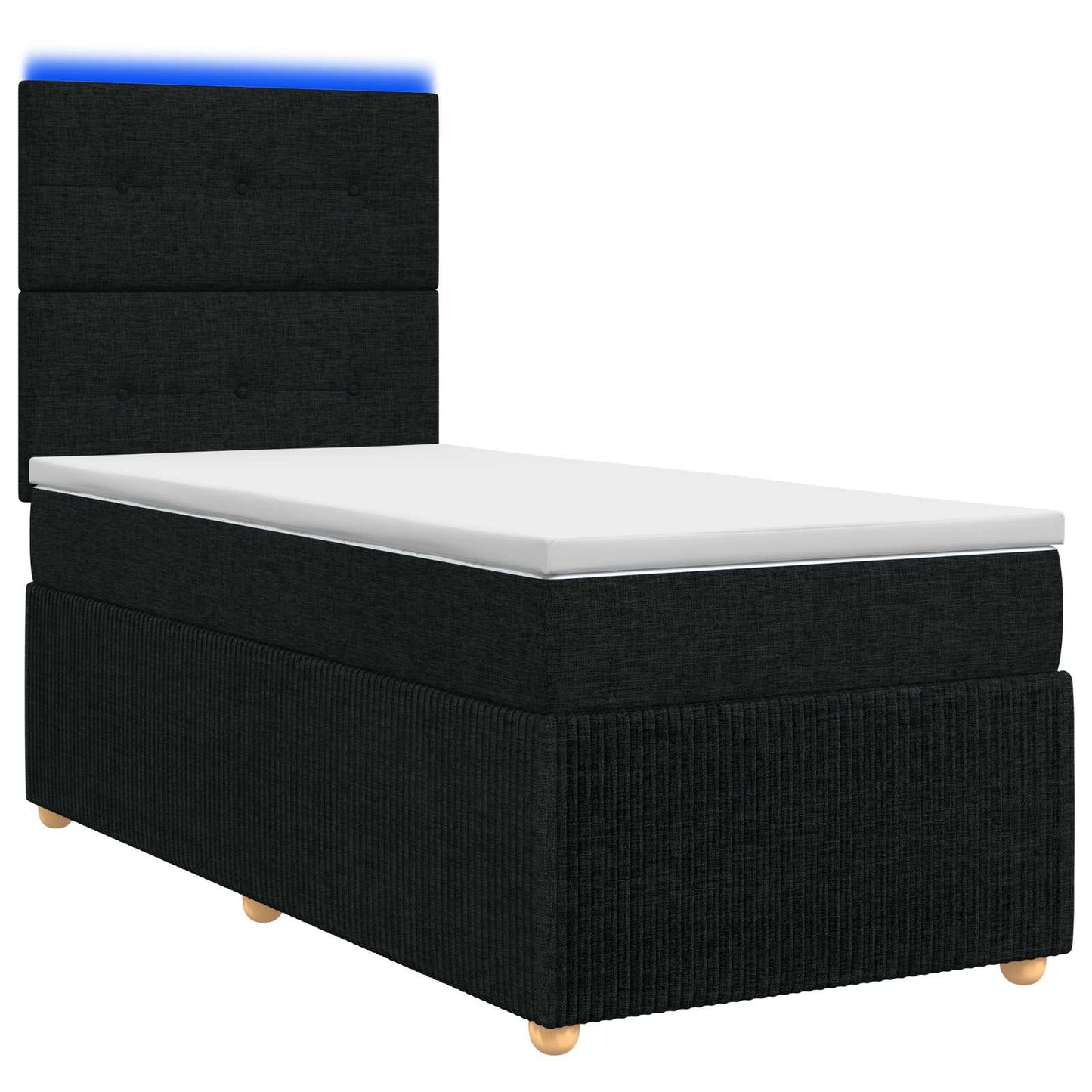 LED Boxspring Ágy Mattal fejtámlával Fekete 100 x 200 cm Szövet